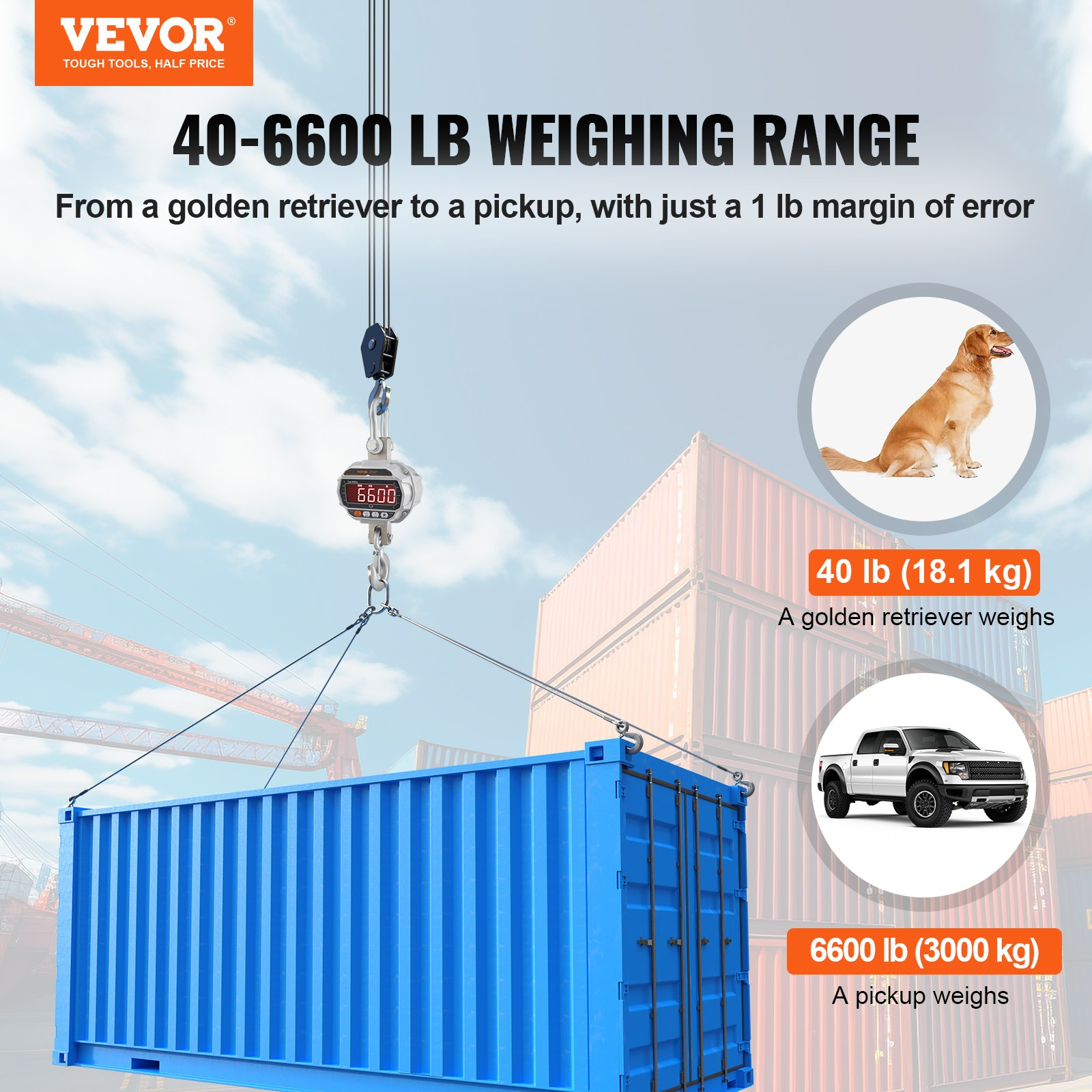 Digital Crane Scale 6600lbs 3000kg Heavy Duty Hanging Scale Remote