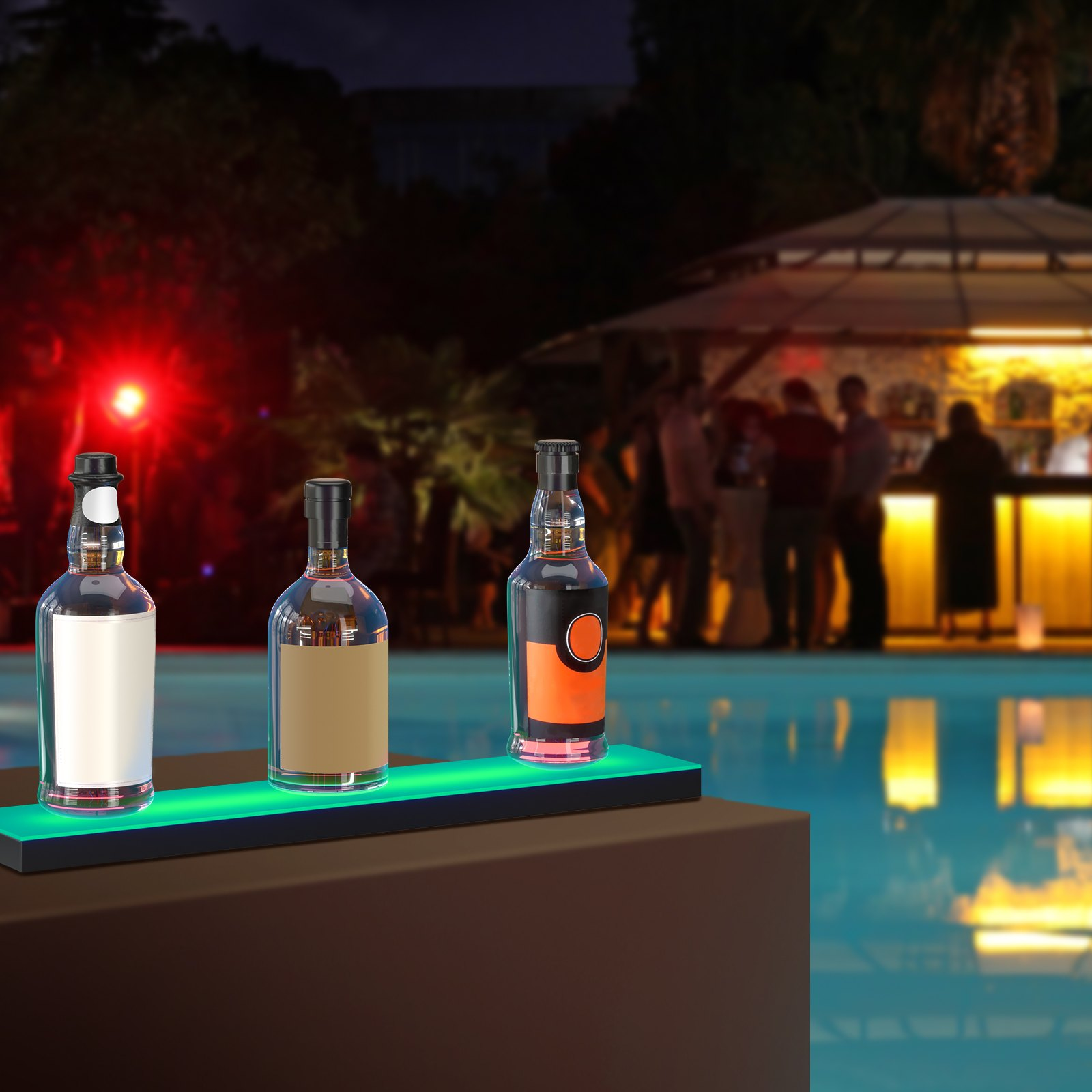 24" LED Lighted Liquor Bottle Display Bar Shelf with RF & App Control - 1-Step,