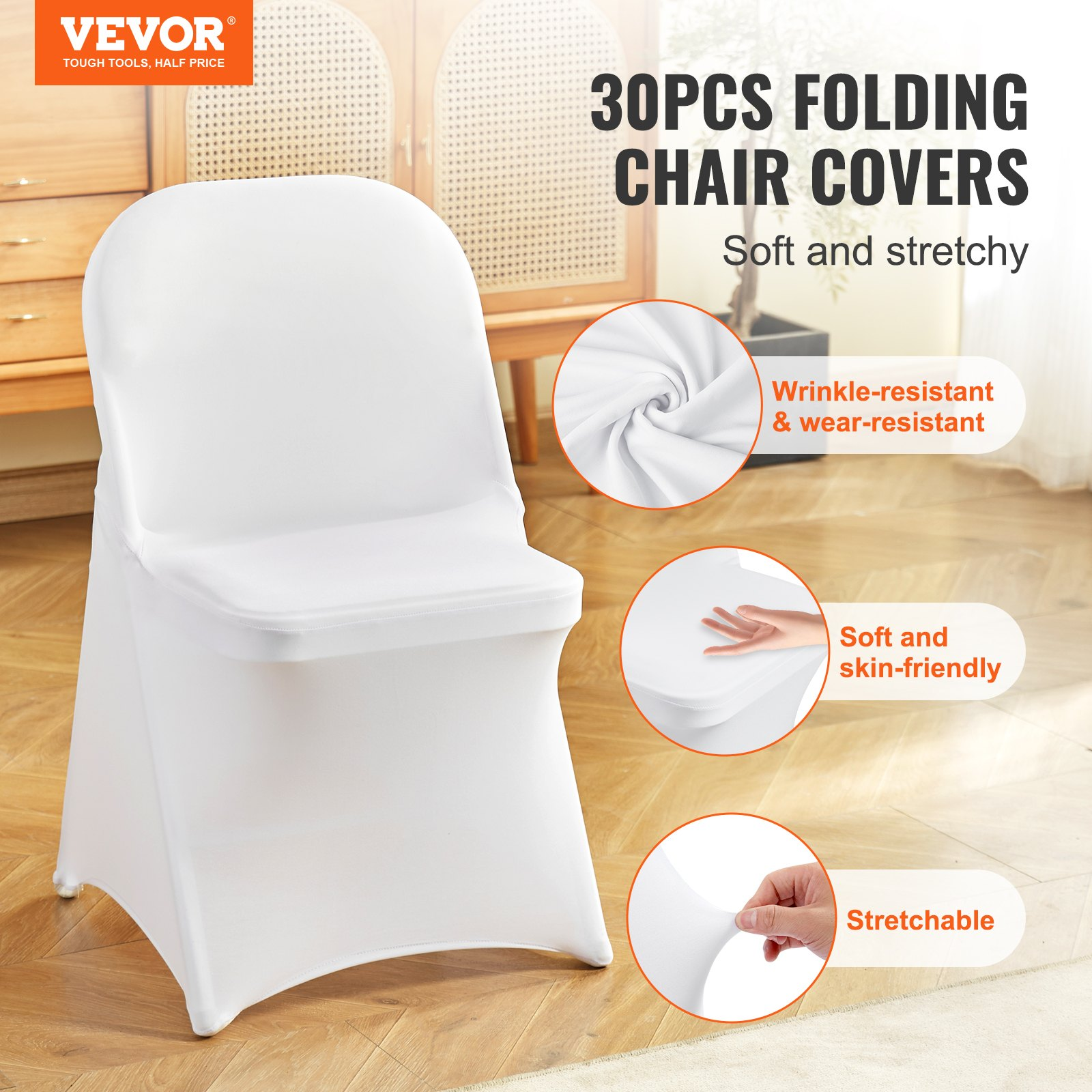 Folding Chair Covers 100pcs High Quality Universal White Stretch