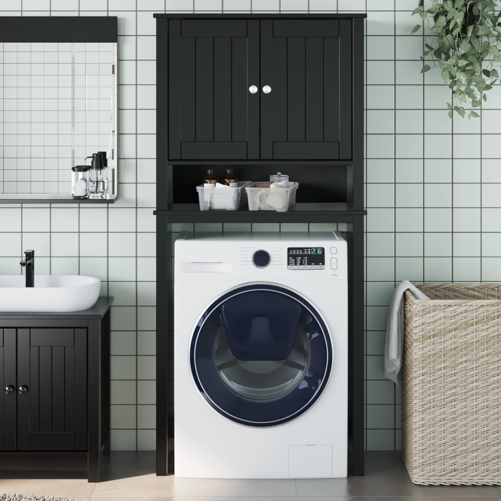 vidaXL Washing Machine Cabinet BERG Black 76x27x164.5 cm Solid Wood
