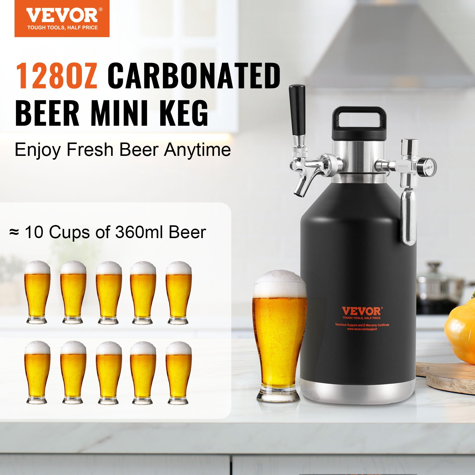 VEVOR Beer Growler Tap System, 128Oz 4L Mini Keg, Craft Beer