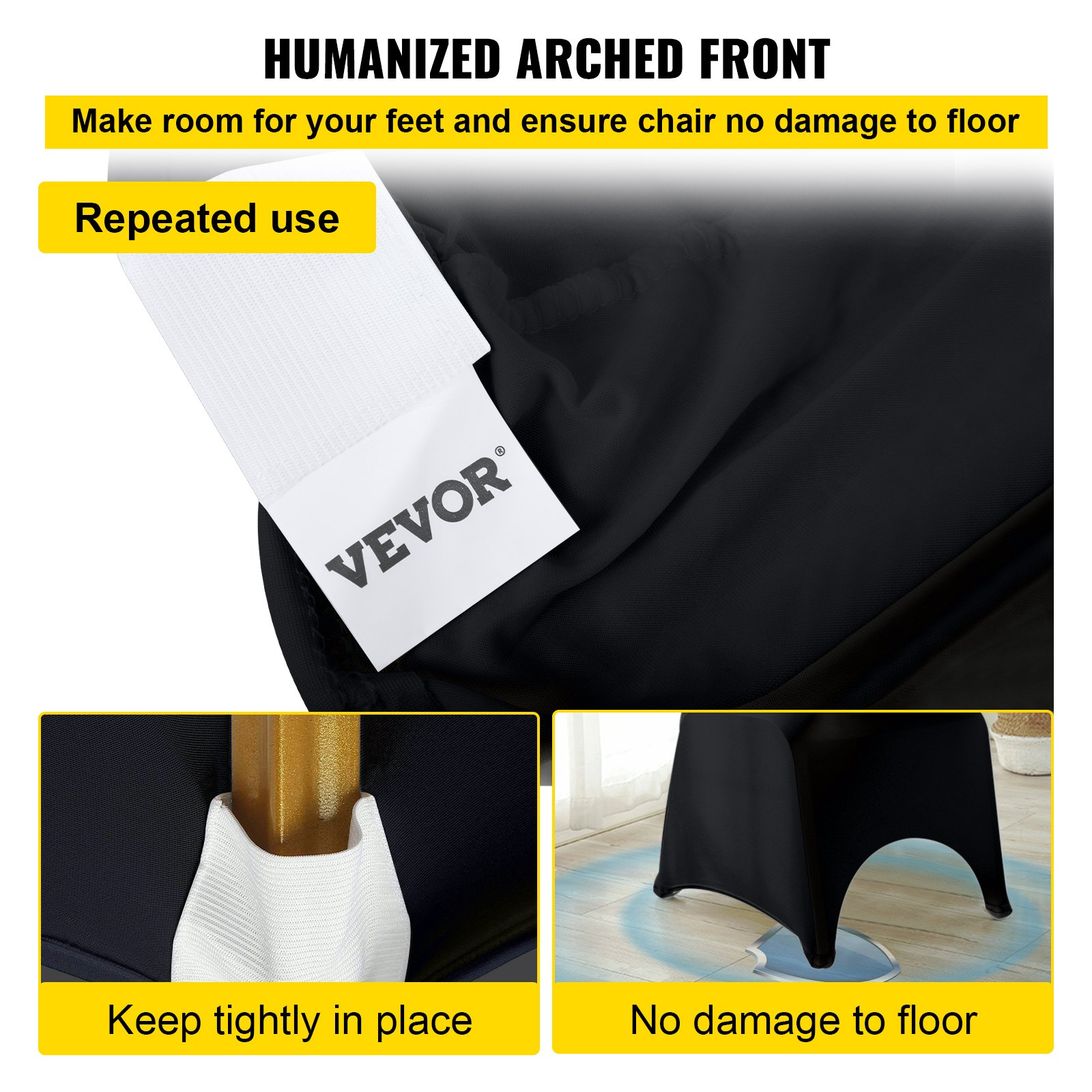 VEVOR Stretch Spandex Folding Chair Covers | 50PCS Black | Universal Fitted Arch