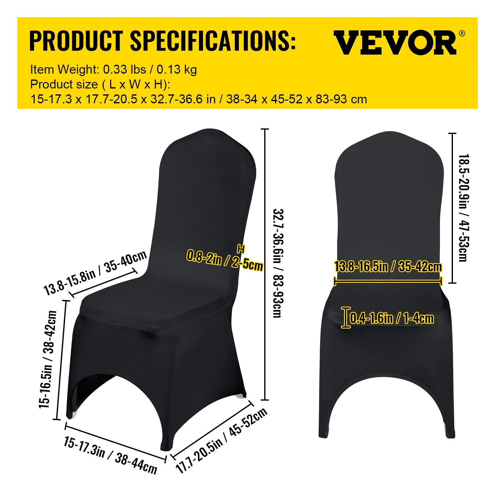 VEVOR Stretch Spandex Folding Chair Covers | 50PCS Black | Universal Fitted Arch