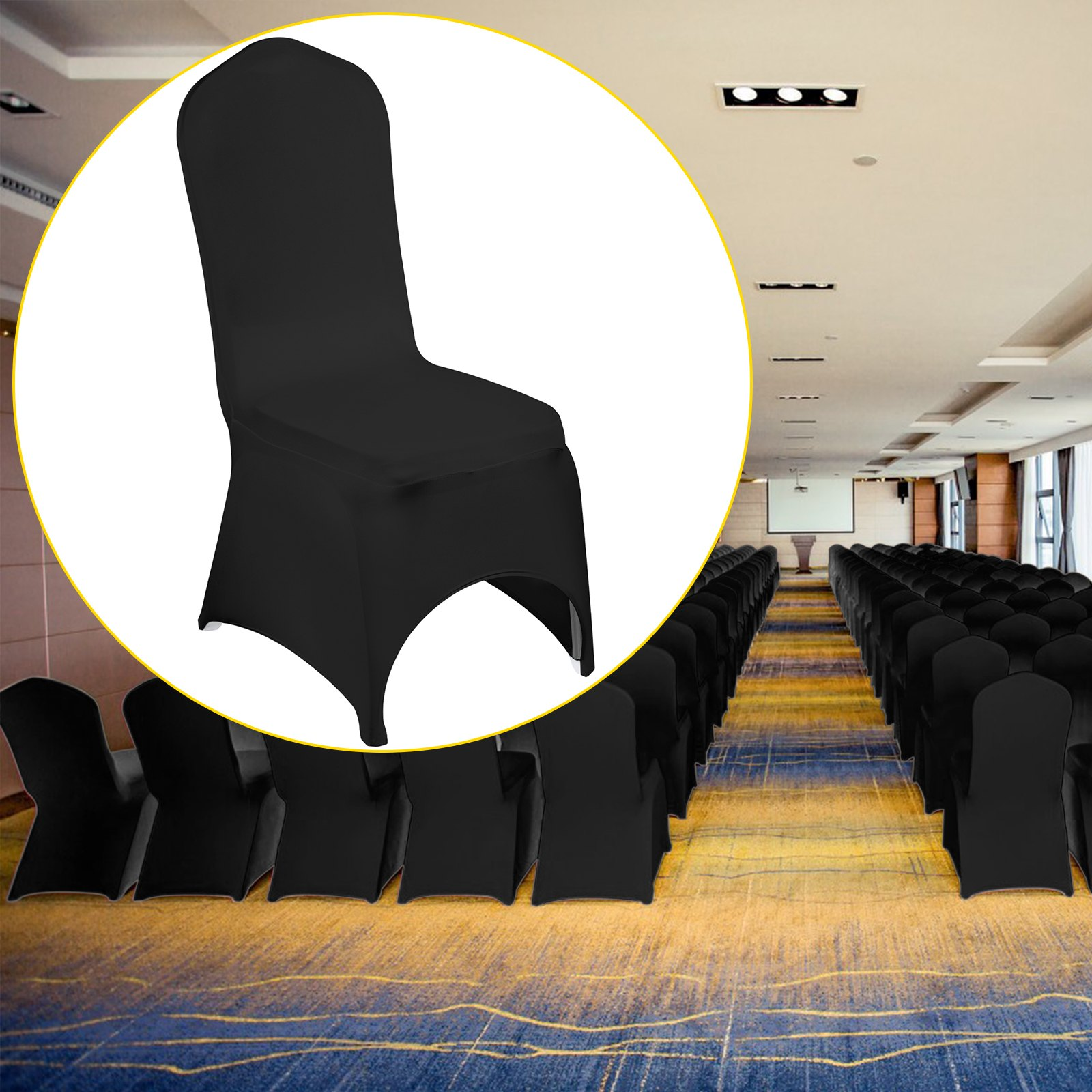 VEVOR Stretch Spandex Folding Chair Covers | 50PCS Black | Universal Fitted Arch