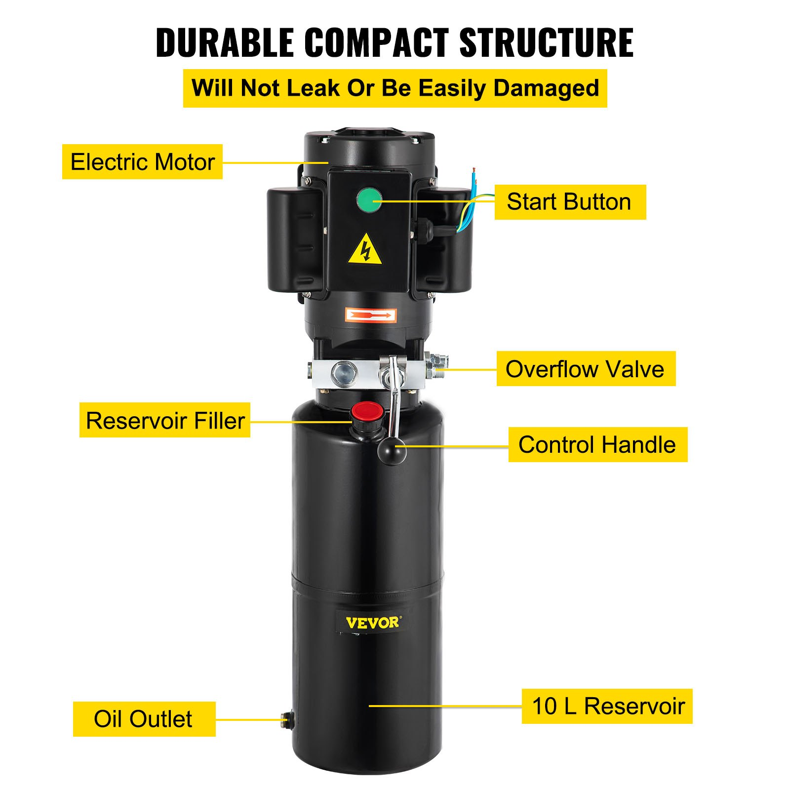 VEVOR 110V 2.64 Gallon Hydraulic Power Unit Automotive Hydraulic Pump Dump Trail