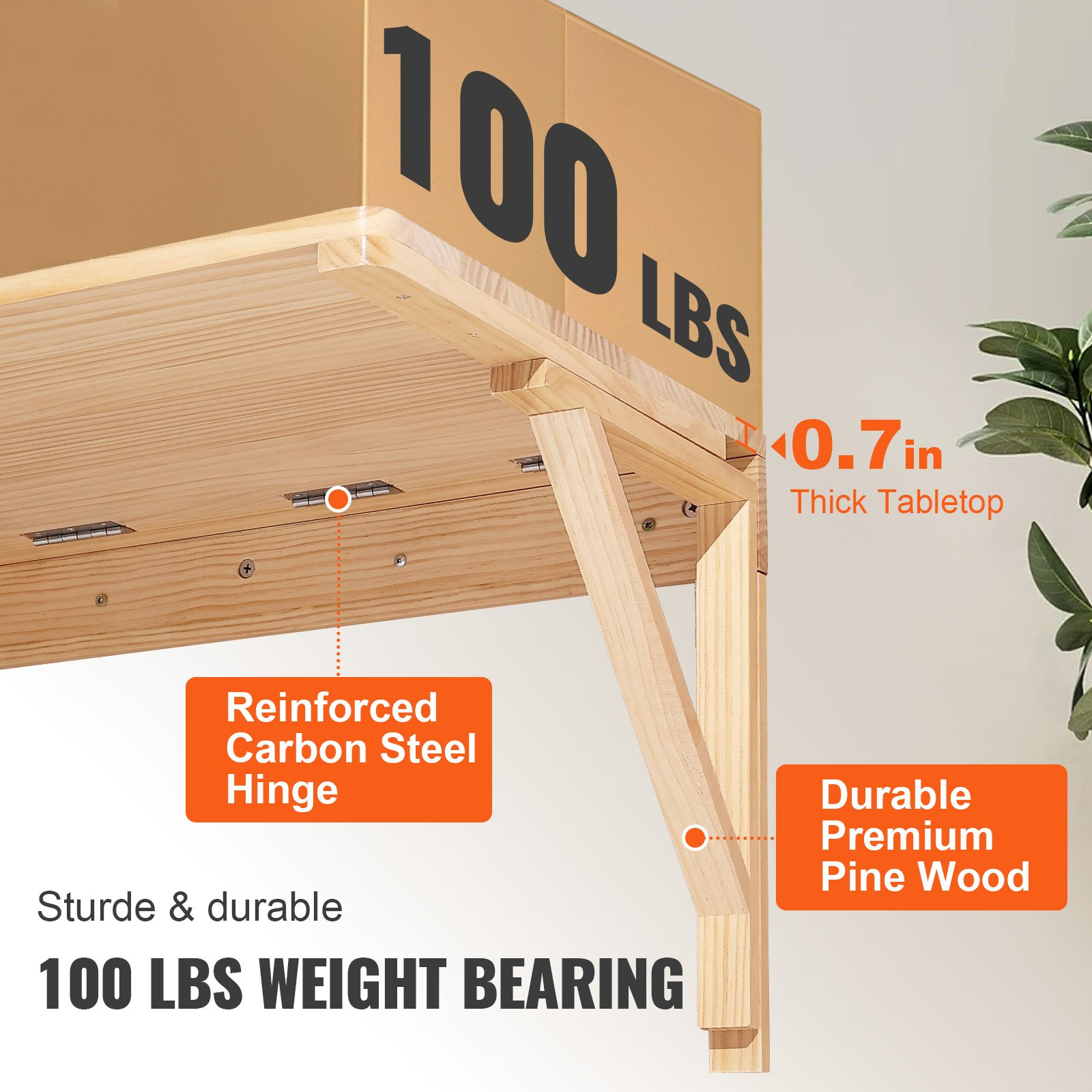 Wall Mounted Folding Table, 31.5" x 23.58" x 17.24" Fold Down Desk - Picture 2 of 10