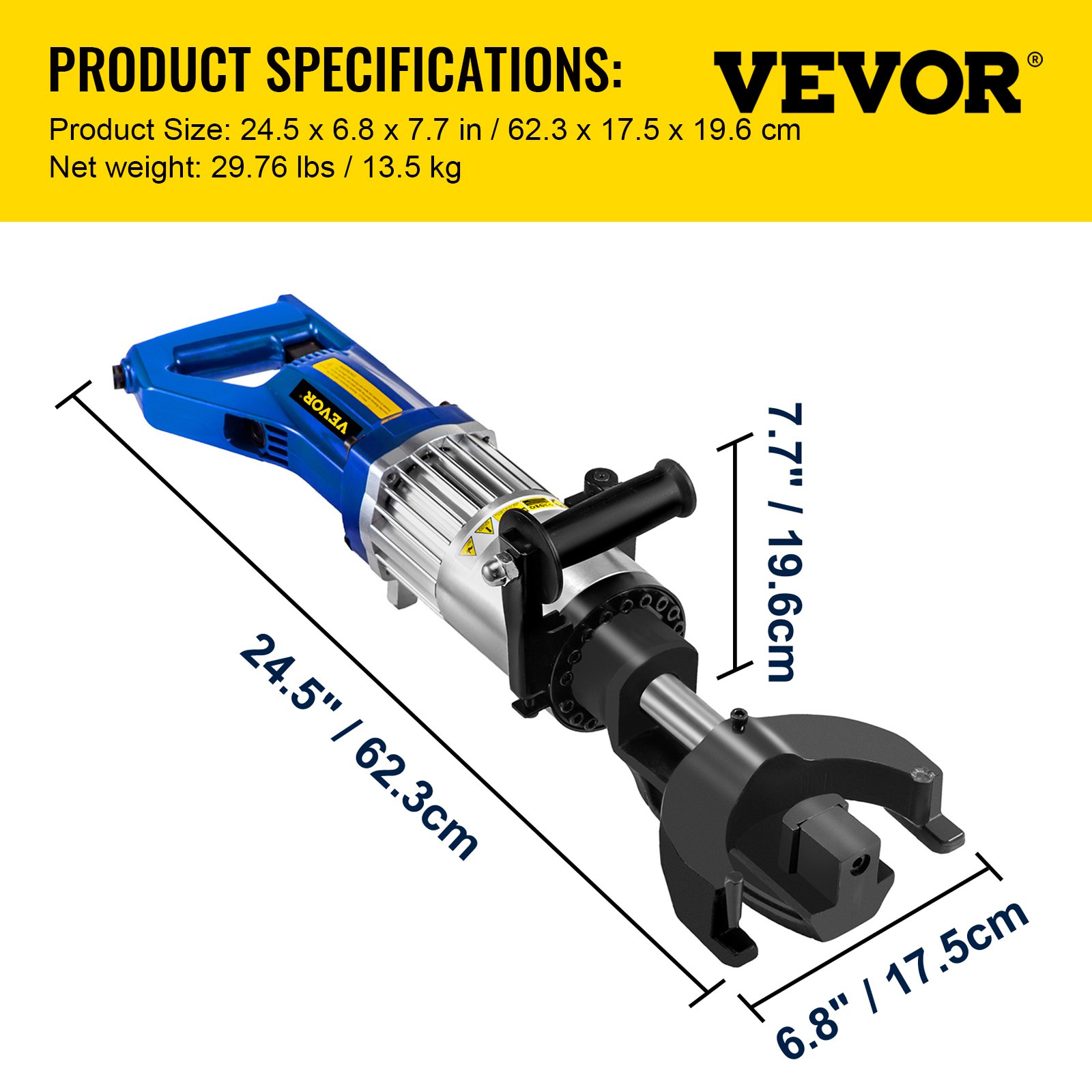 1200W Electric Rebar Bender, 110V Hydraulic Handheld Bender, Bends 0.9" (22mm)