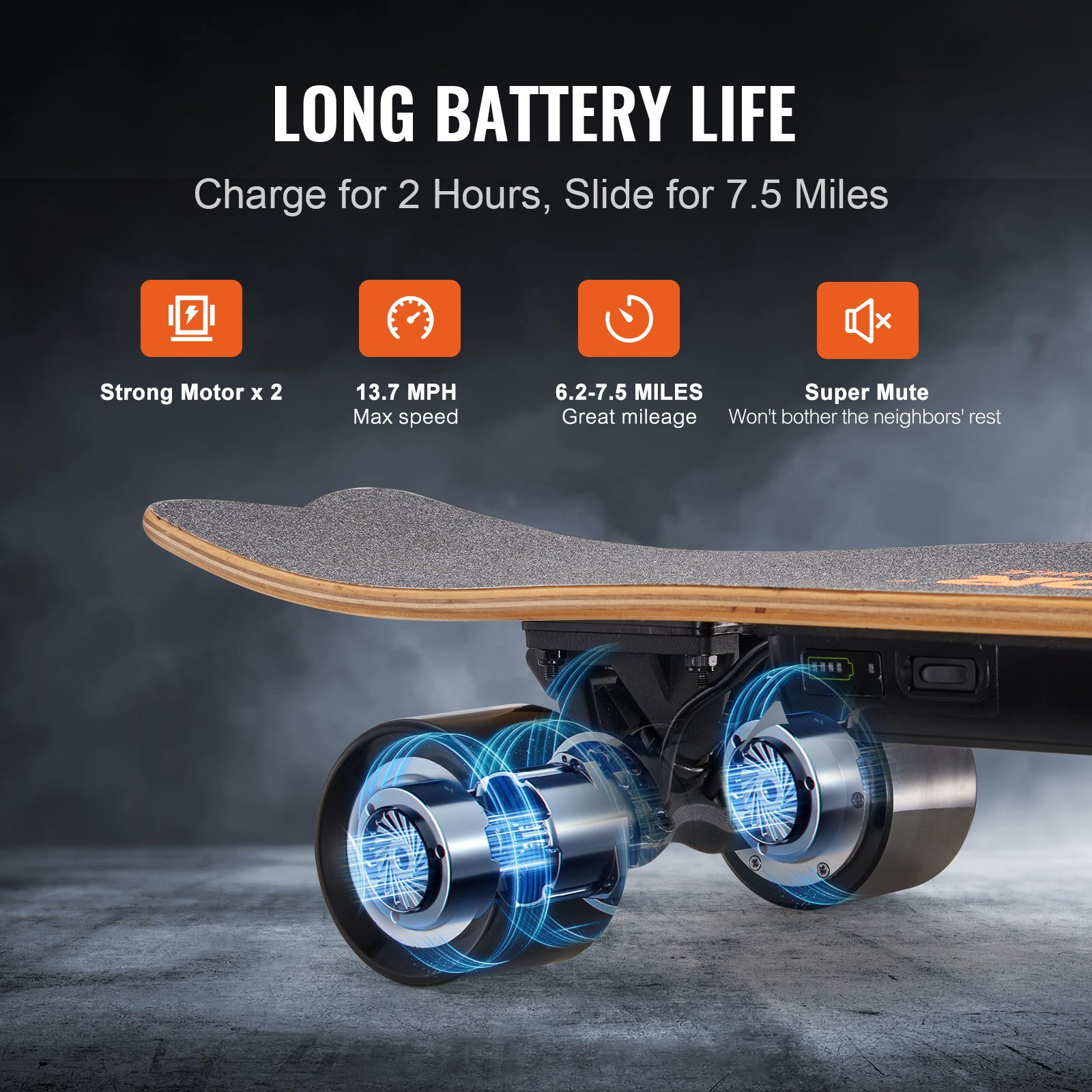 Electric Longboard Skateboard with Control 7.5 Mile Range for Adults Kids - Picture 3 of 11
