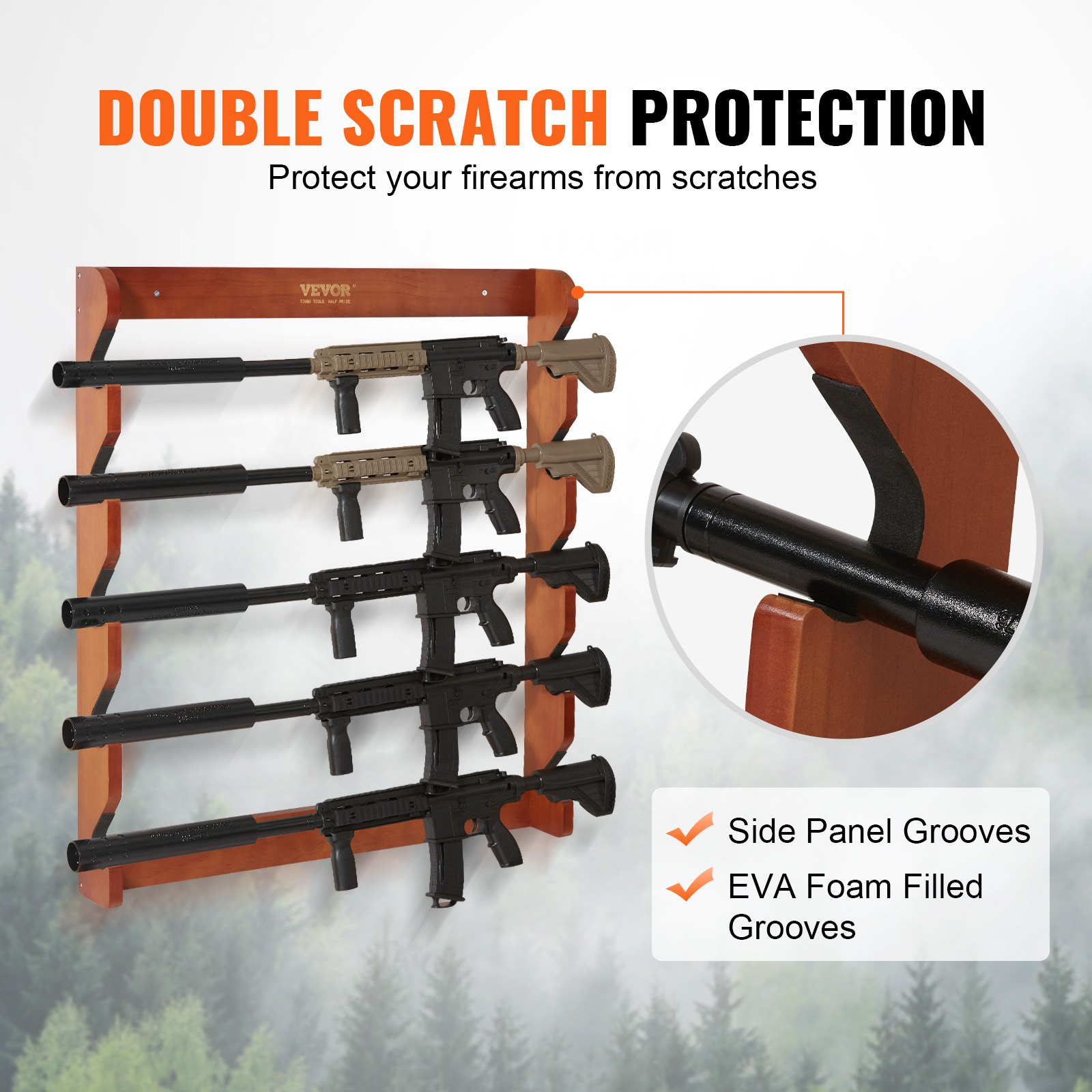 Gun Rack, 132 lb Heavy Duty Wall Storage Display Rifle Rack with Soft Padding
