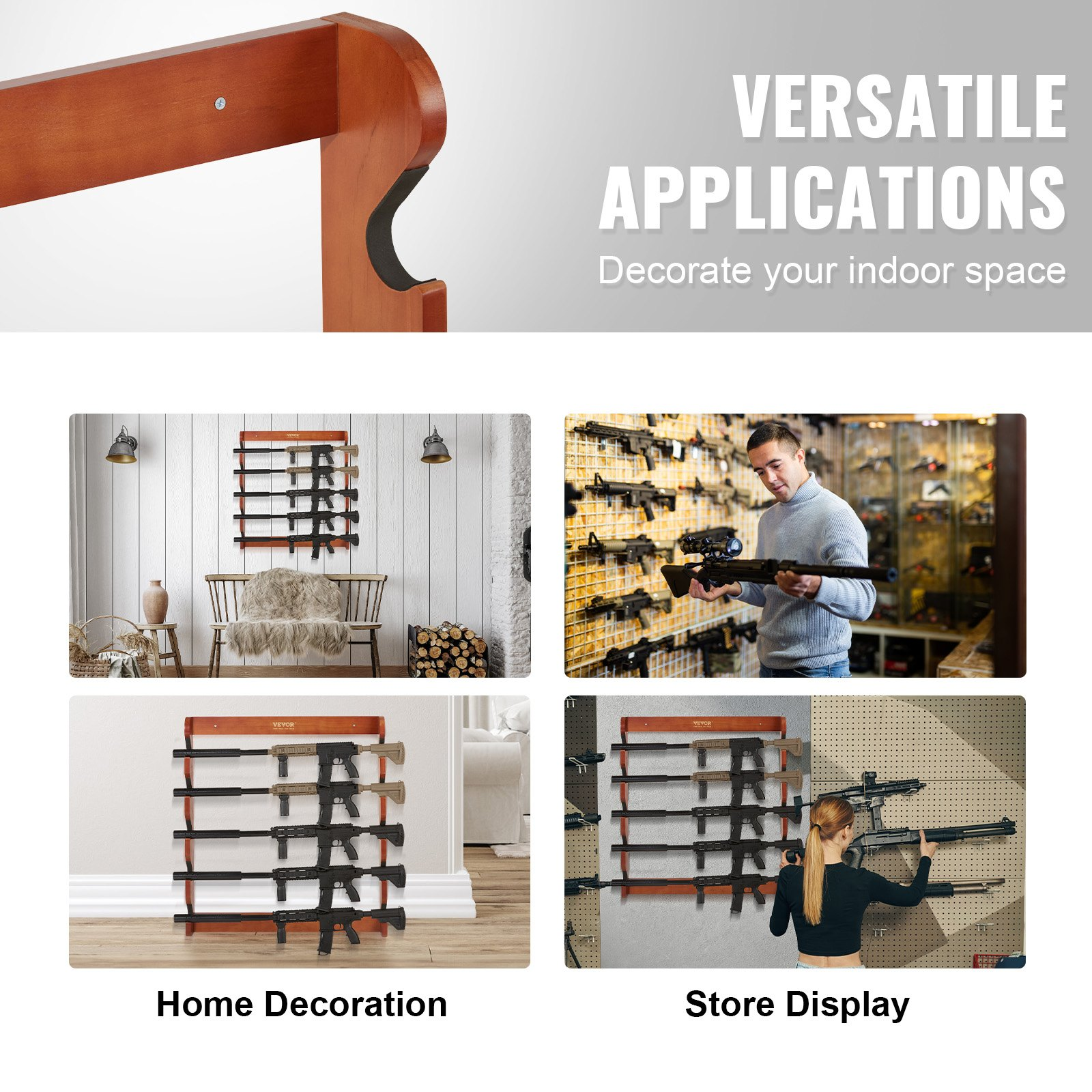 Gun Rack, 132 lb Heavy Duty Wall Storage Display Rifle Rack with Soft Padding