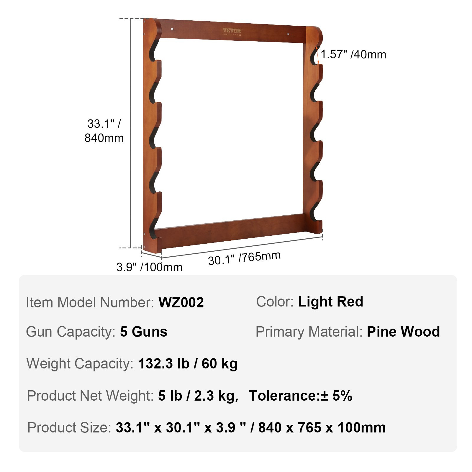 Gun Rack, 132 lb Heavy Duty Wall Storage Display Rifle Rack with Soft Padding