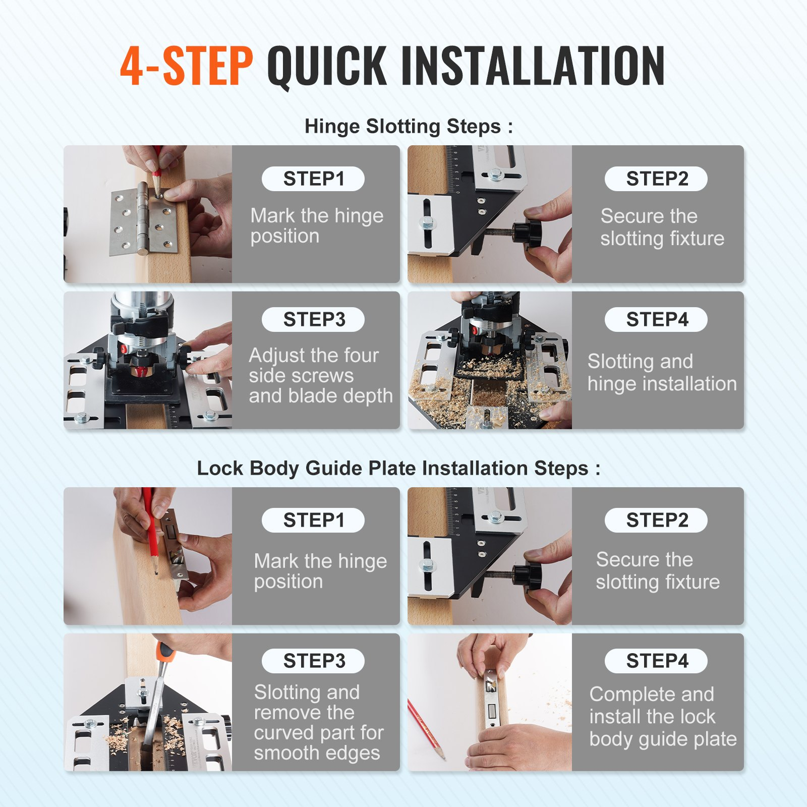 Aluminum Door Hinge Jig Slotting Locator for Hinge & Lock Installation