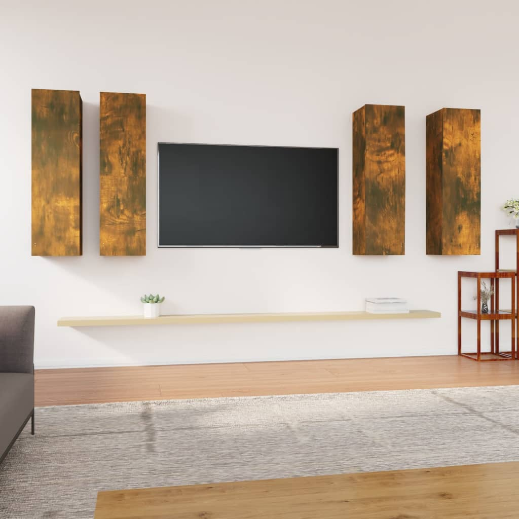 vidaXL TV Cabinets 4 pcs Smoked Oak 30.5x30x110 cm Engineered Wood