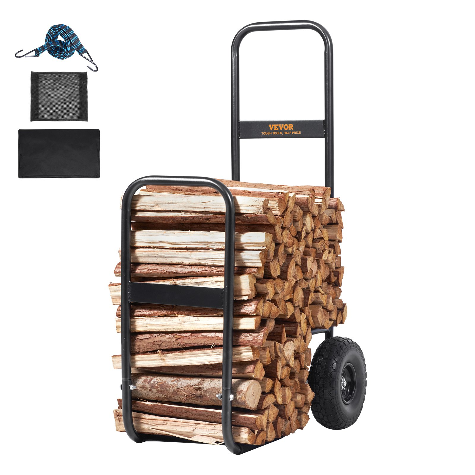 Firewood Log Cart, 250 lbs Capacity, Black
