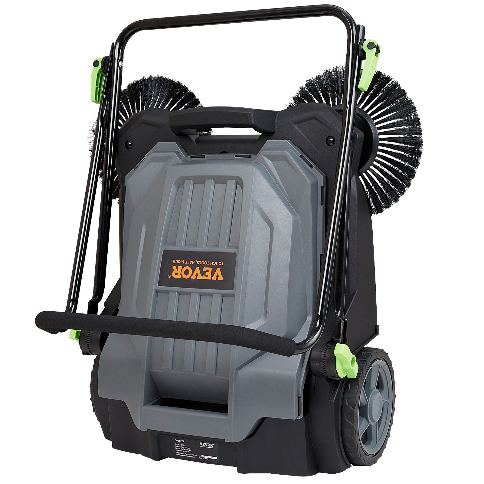 VEVOR Walk-Behind Hand Push Floor Sweeper, 25.6" Wide Manual Sweeper