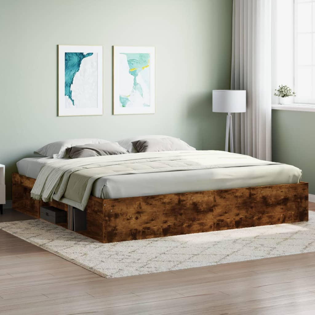 vidaXL Bed Frame Smoked Oak 200x200 cm