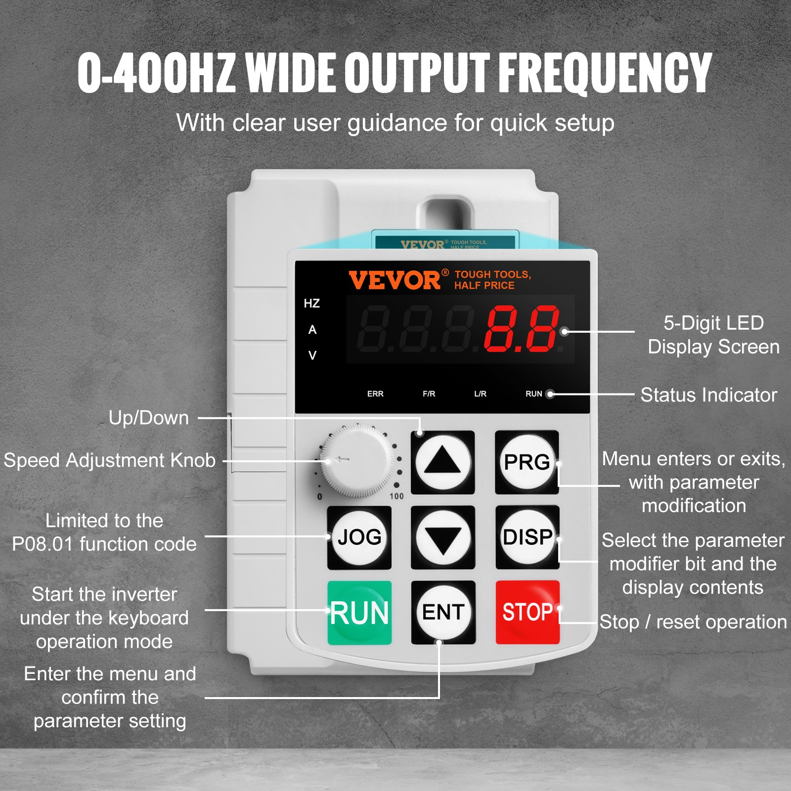 VEVOR VFD 7.5KW, 10HP Variable Frequency Drive for 3-Phase Motor Speed Control
