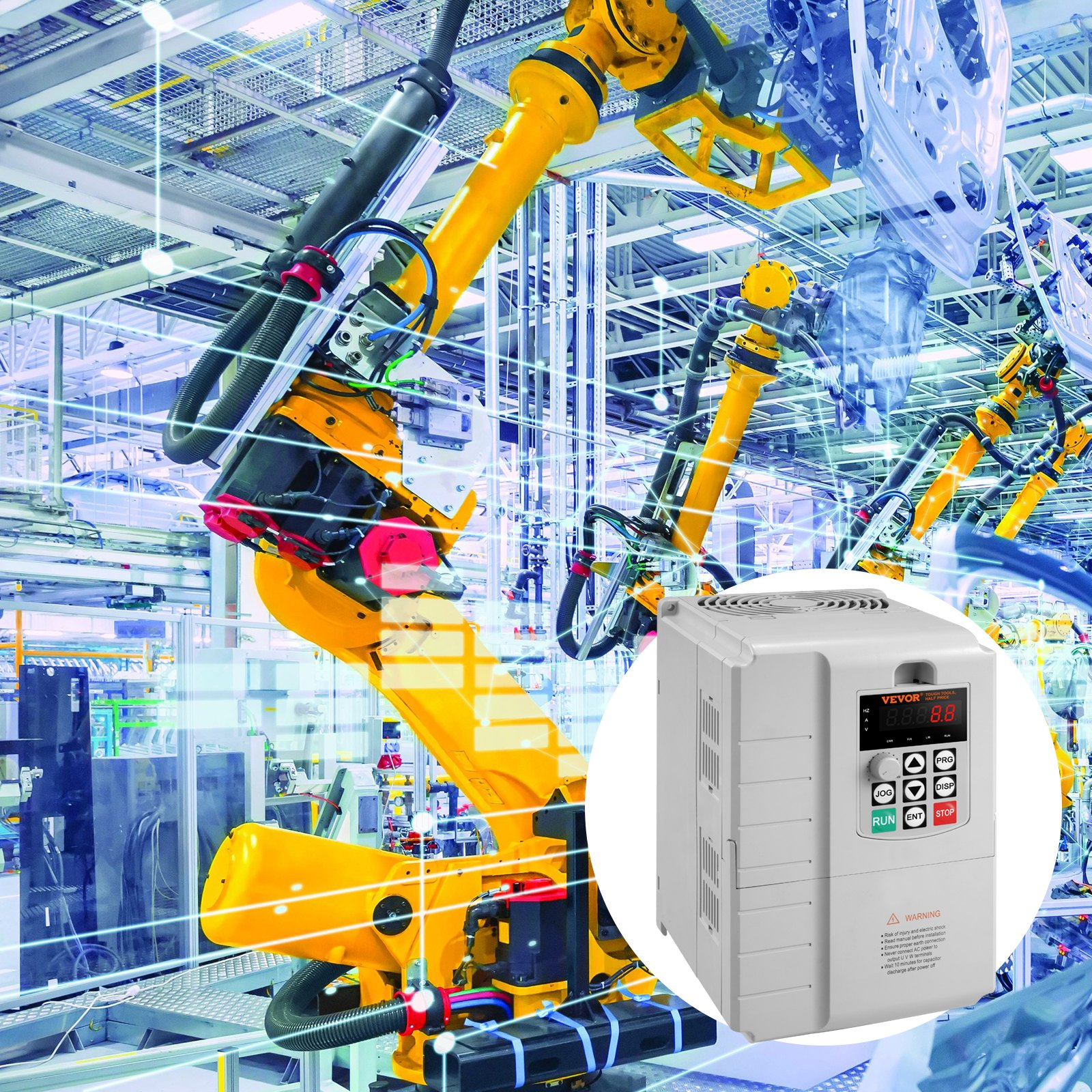 VEVOR VFD 7.5KW, 10HP Variable Frequency Drive for 3-Phase Motor Speed Control