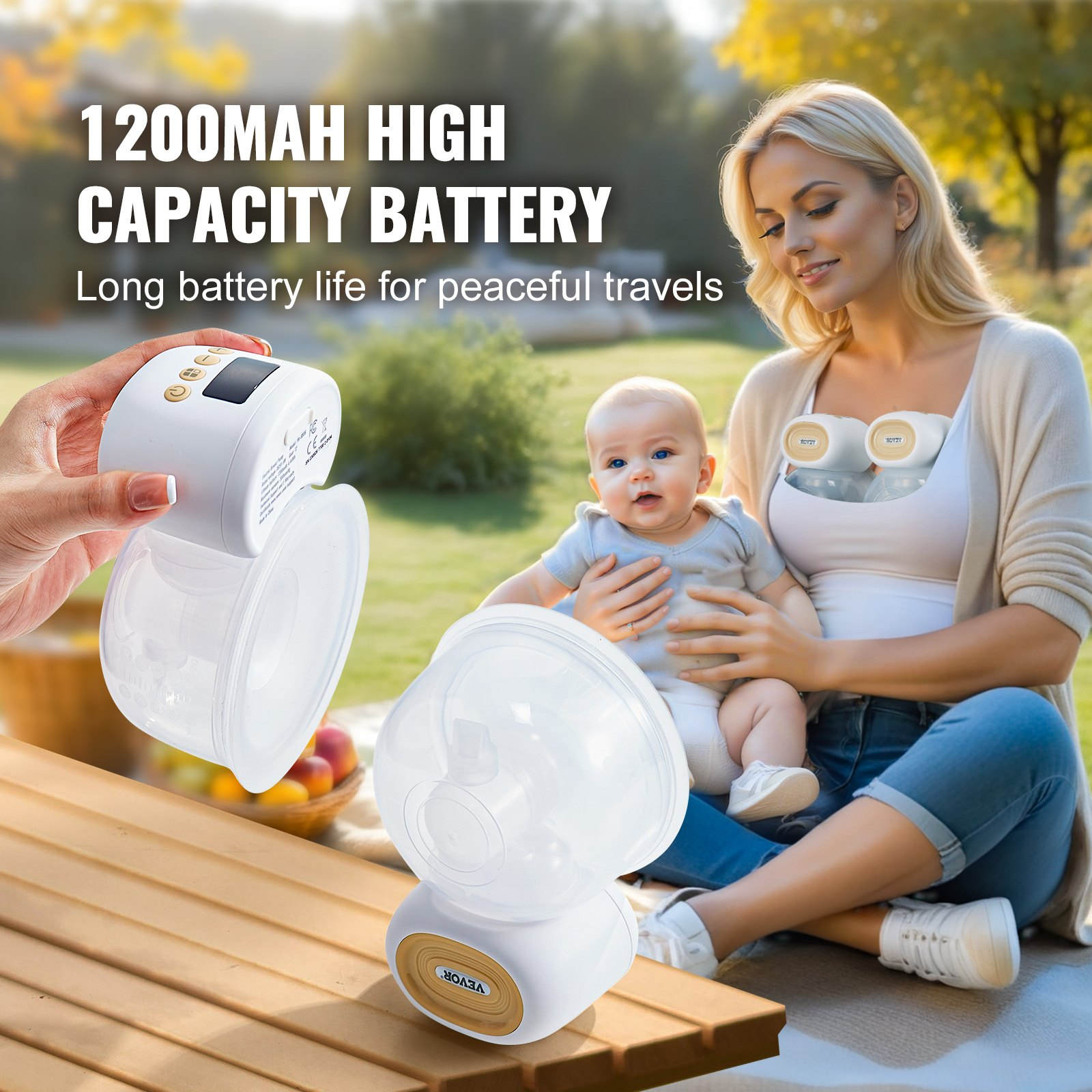 Breast Pump, Wearable Electric Breast Pumps Hands Free, 4 Mode & 12 Levels, 300m