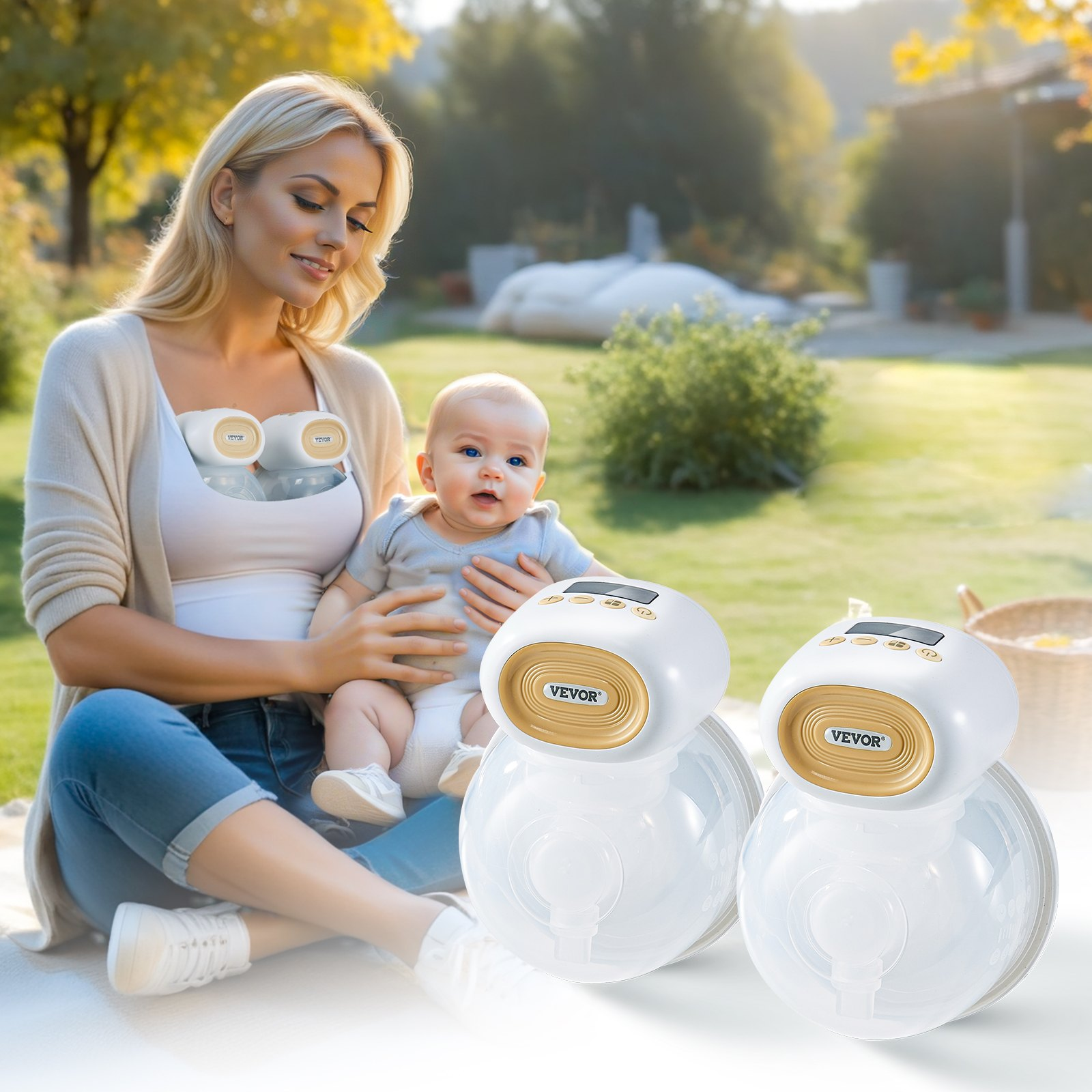 Breast Pump, Wearable Electric Breast Pumps Hands Free, 4 Mode & 12 Levels, 300m