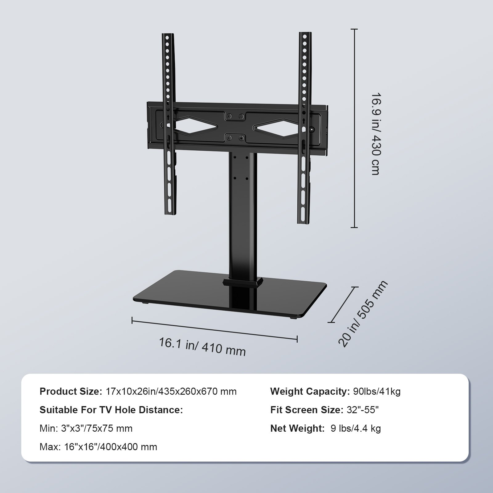 Universal Swivel TV Stand Mount for 32 to 55 inch TVs | Height Adjustable with T