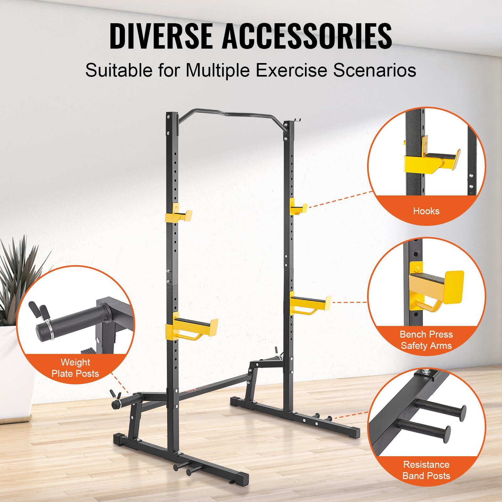 Squat Stand Power Rack, Steel Exercise Squat Stand for Home Gym Equipment