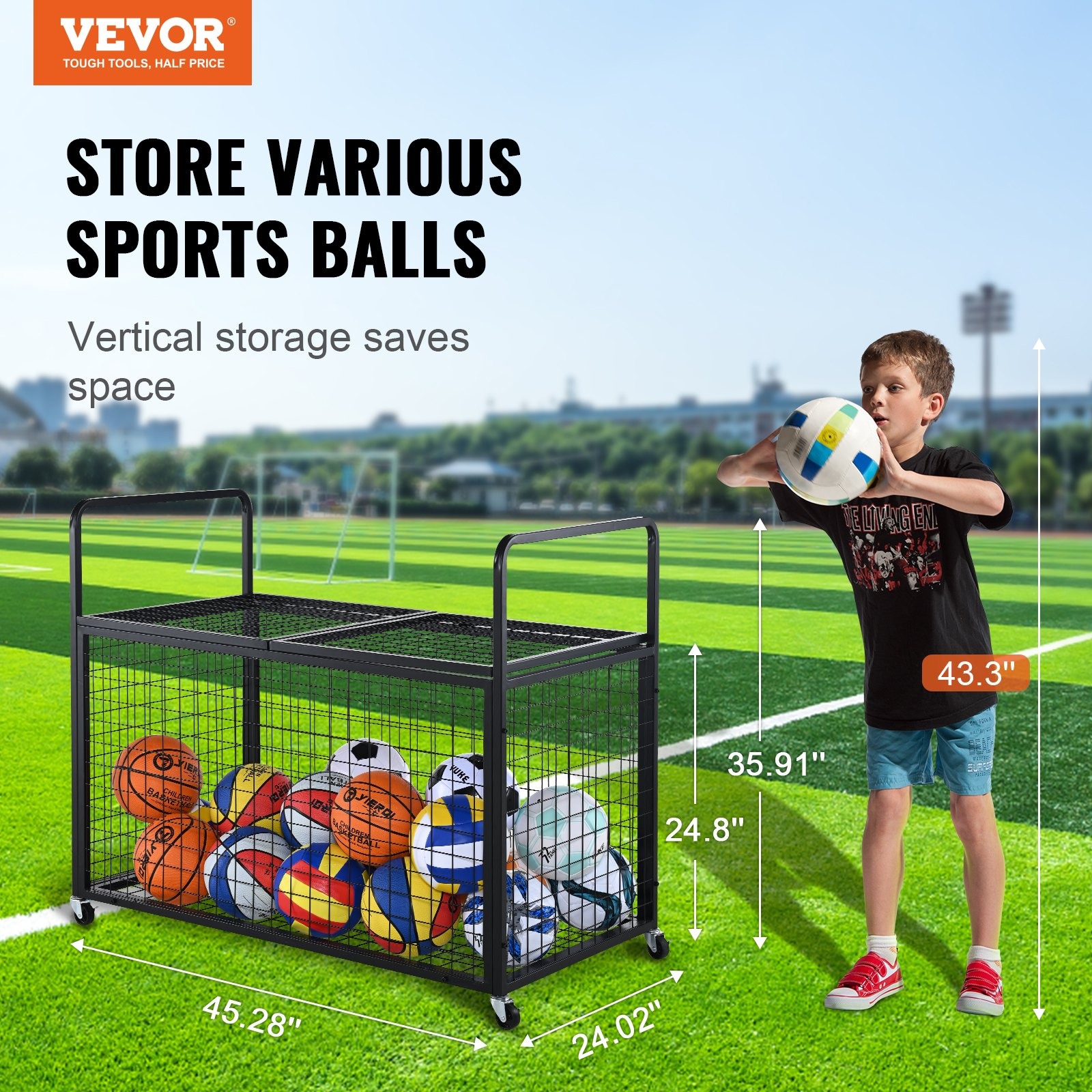 Rolling Sports Ball Storage Cart, Gym and Schools eBay