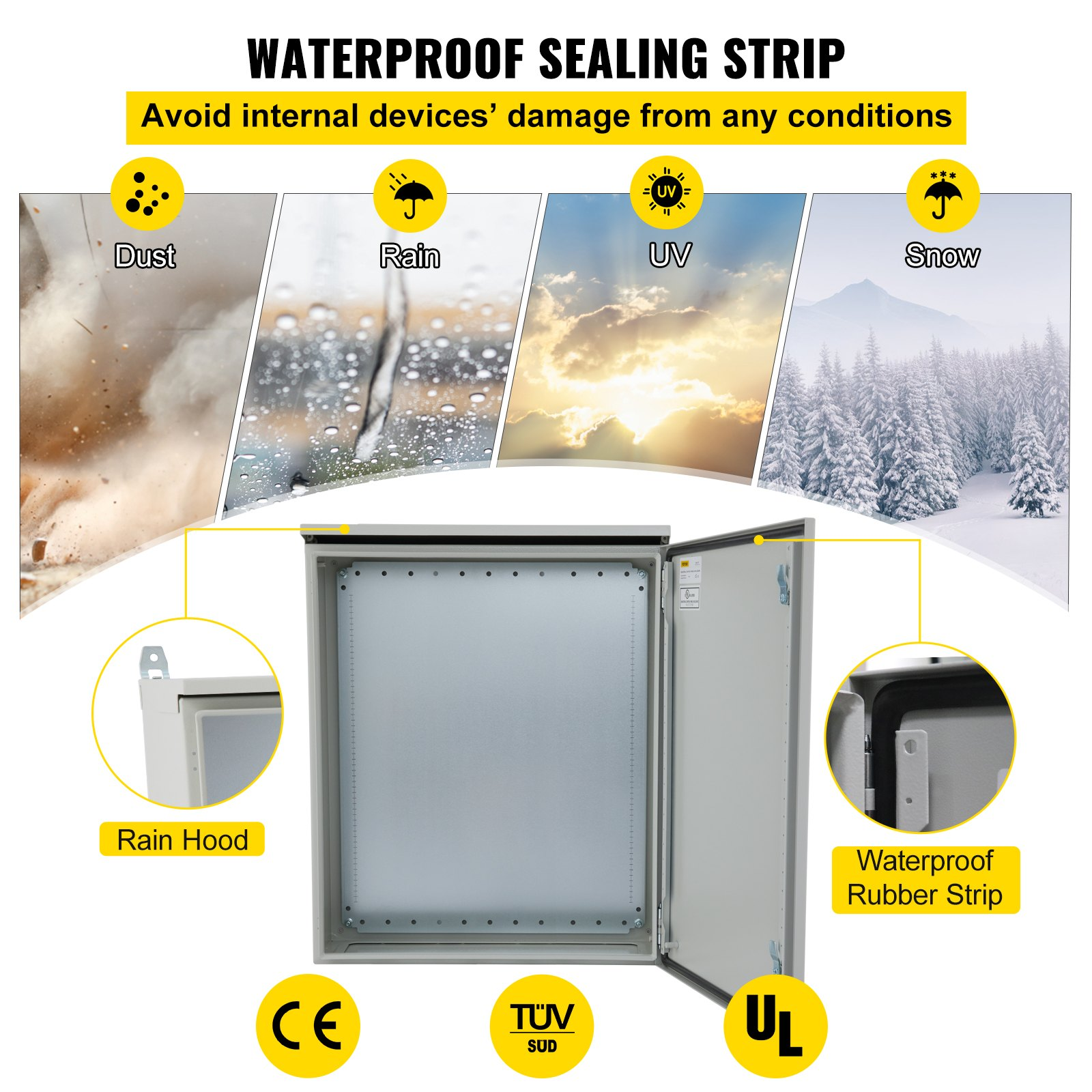 VEVOR Electrical Enclosure, 24x24x8in, with Rain Hood