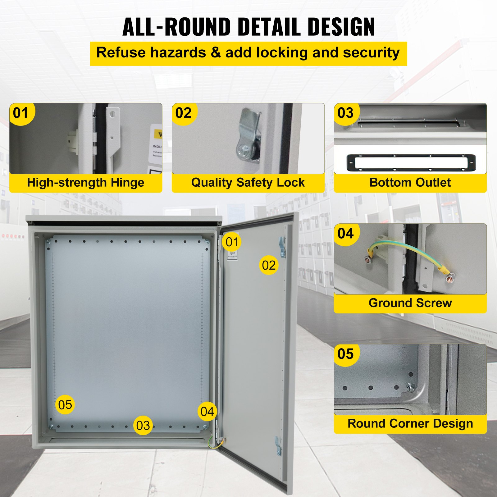 VEVOR Electrical Enclosure, 24x24x8in, with Rain Hood