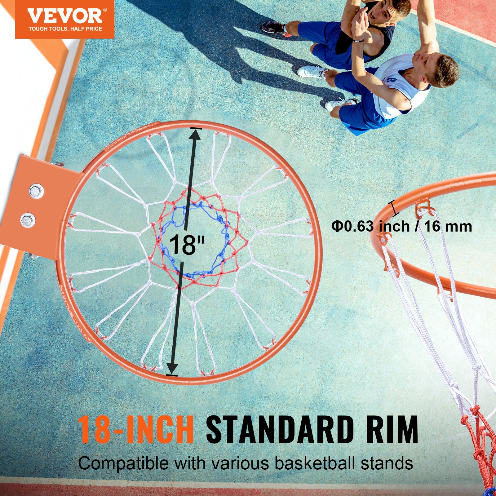 VEVOR Basketball Rim, Wall Door Mounted Basketball Hoop, Heavy Duty Q235 Basketb