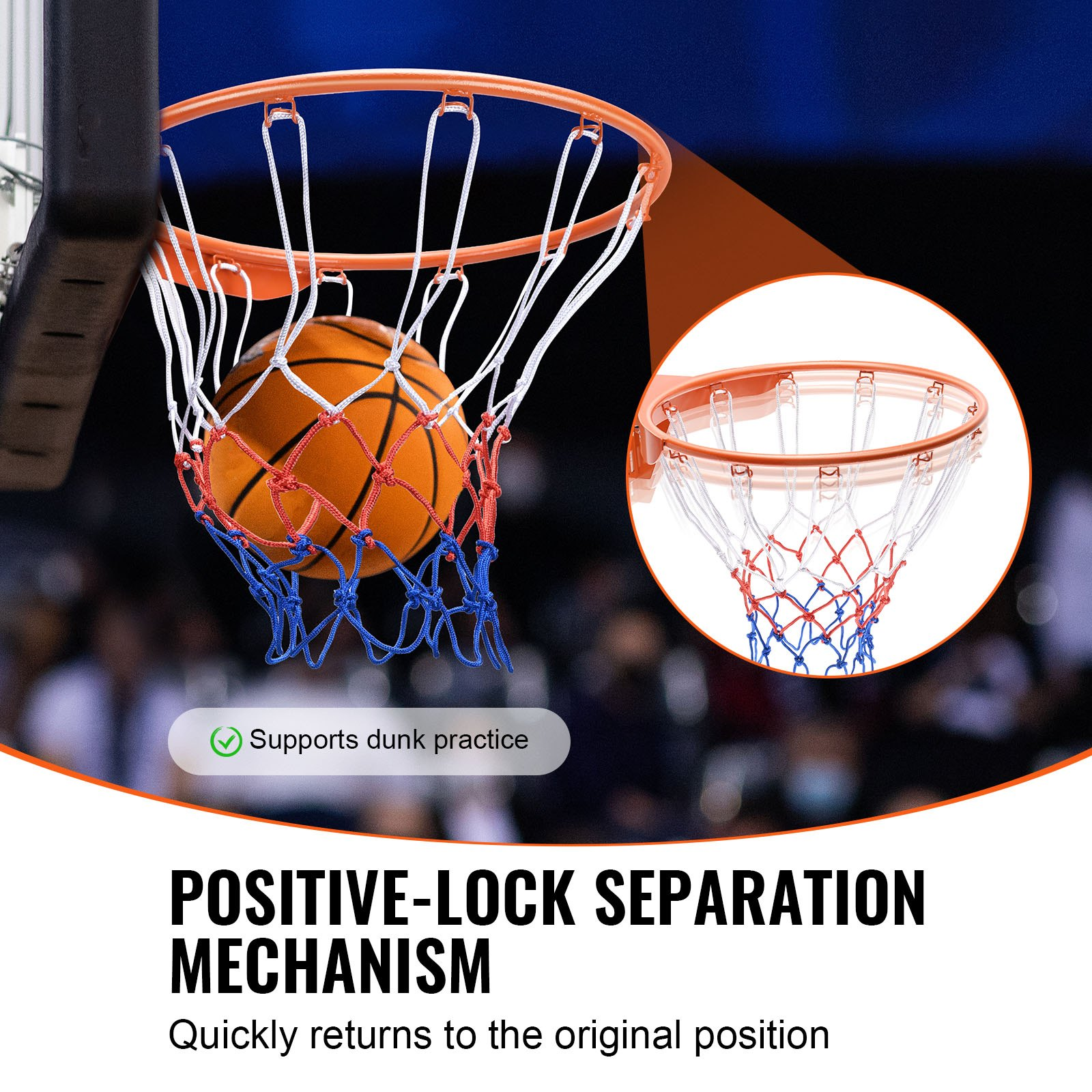 VEVOR Basketball Rim, Wall Door Mounted Basketball Hoop, Heavy Duty Q235 Basketb