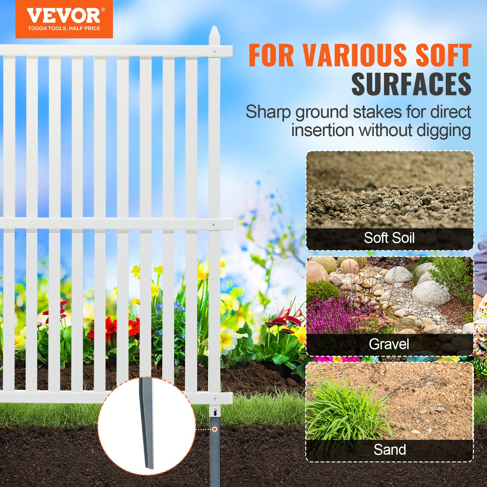 VEVOR 48" W x 48" H Vinyl Privacy Fence Panels, Air Conditioner Fence, Outdoor P