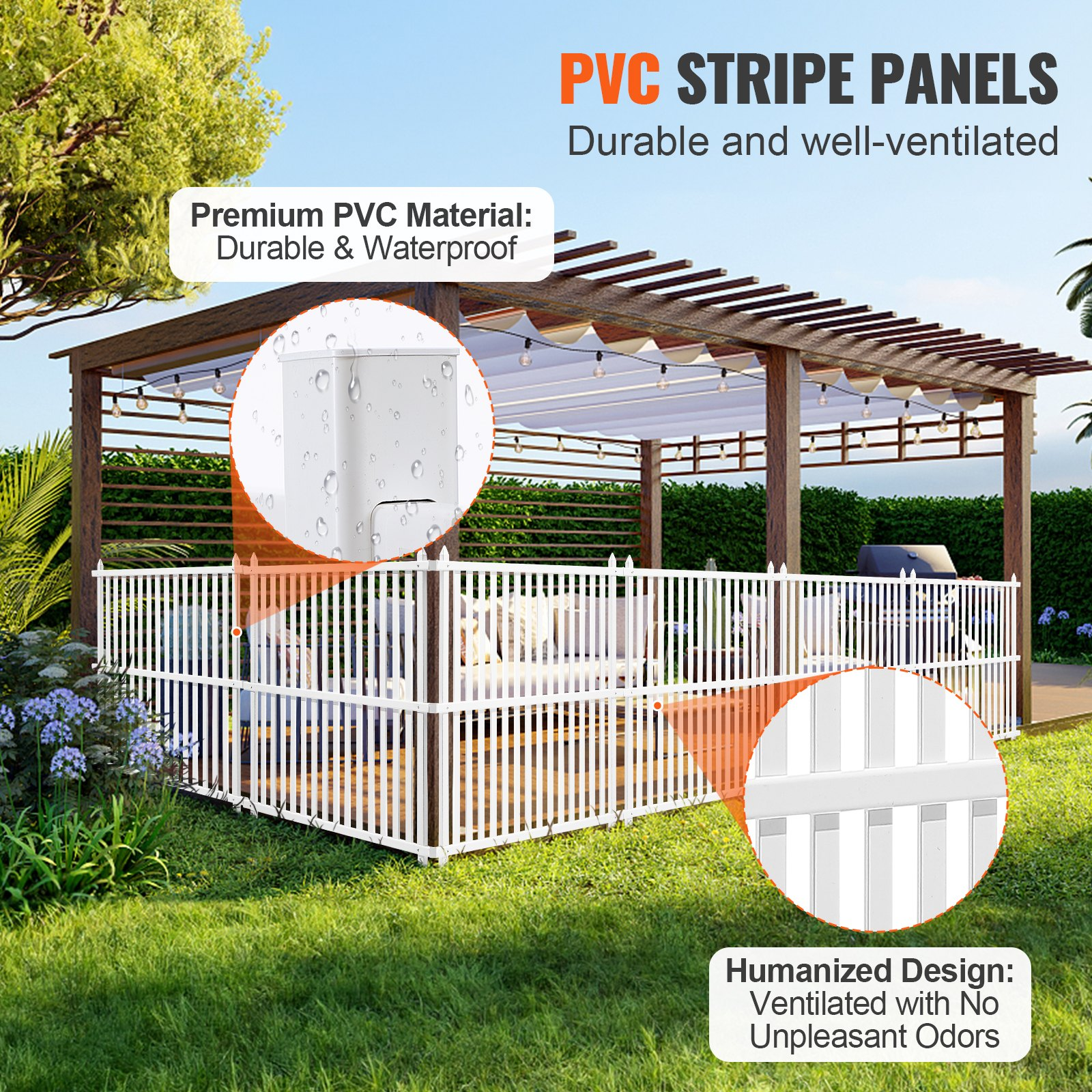 VEVOR 48" W x 48" H Vinyl Privacy Fence Panels, Air Conditioner Fence, Outdoor P