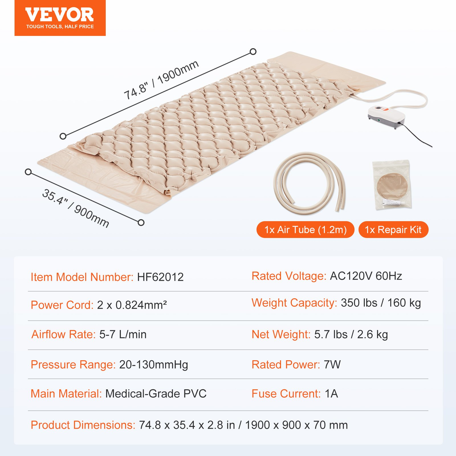 VEVOR Alternating Air Pressure Mattress, 350LBS Loading