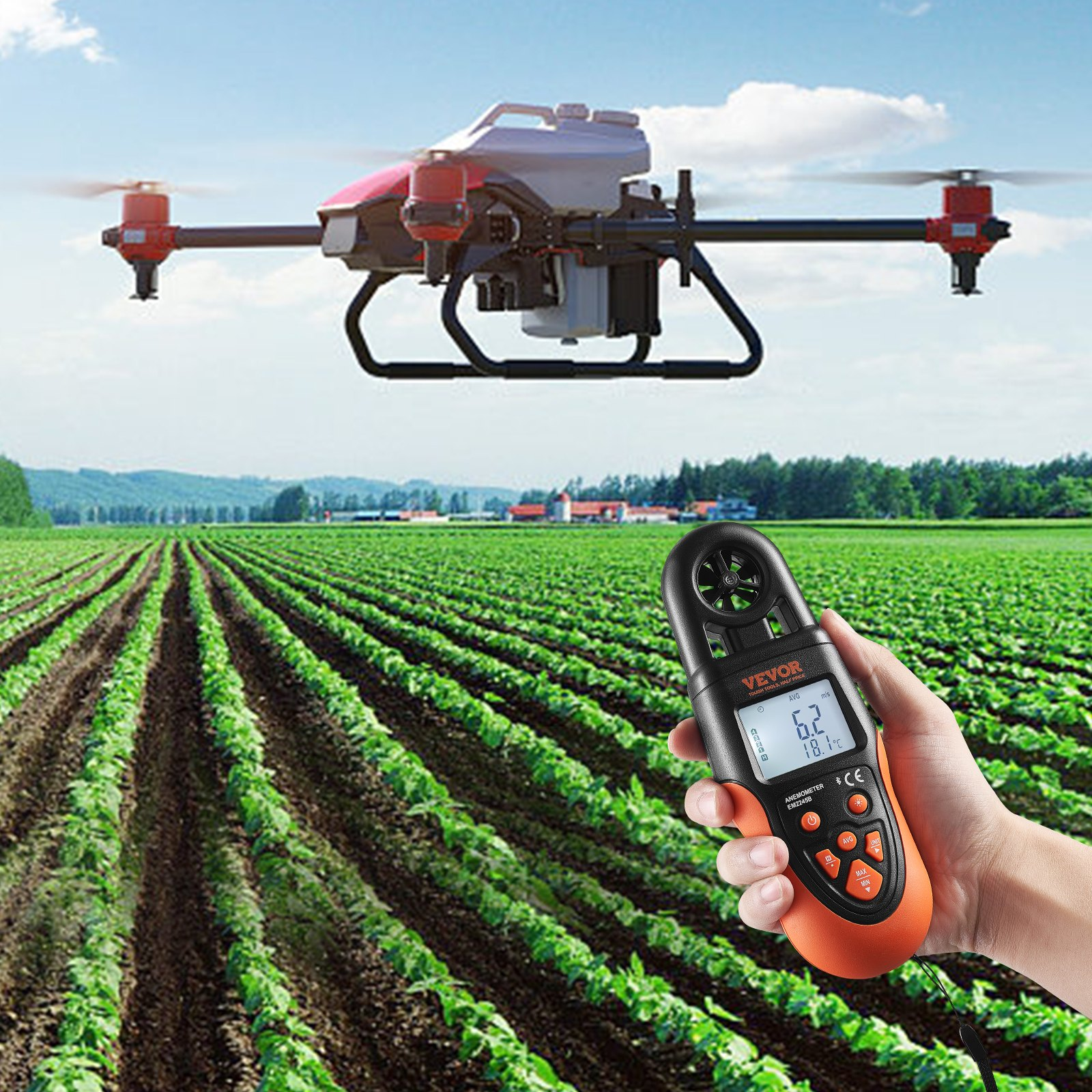 Bluetooth Handheld Anemometer, 14℉-140℉, for Surfing Drone Flying HVAC - Picture 7 of 10