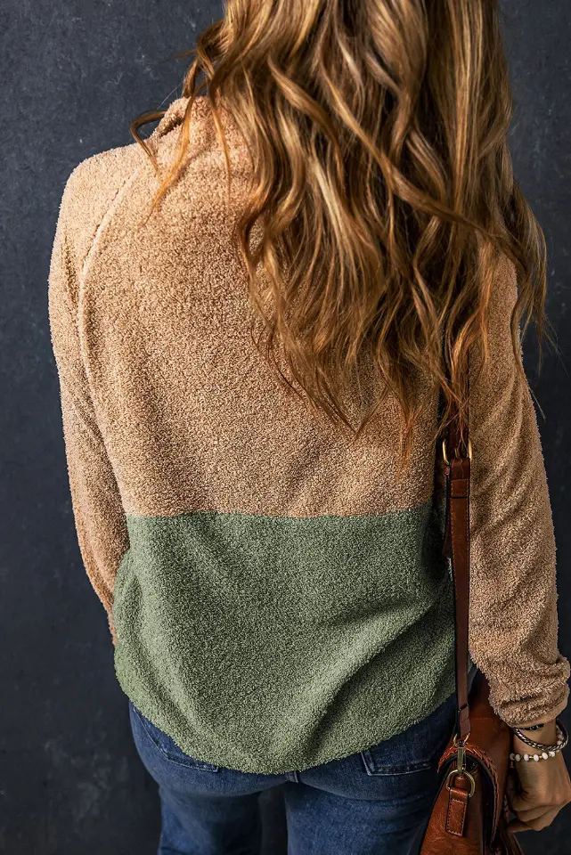 Colorblock Half-Zip Casual Fleece Pullover Sweatshirt thumbnail 2