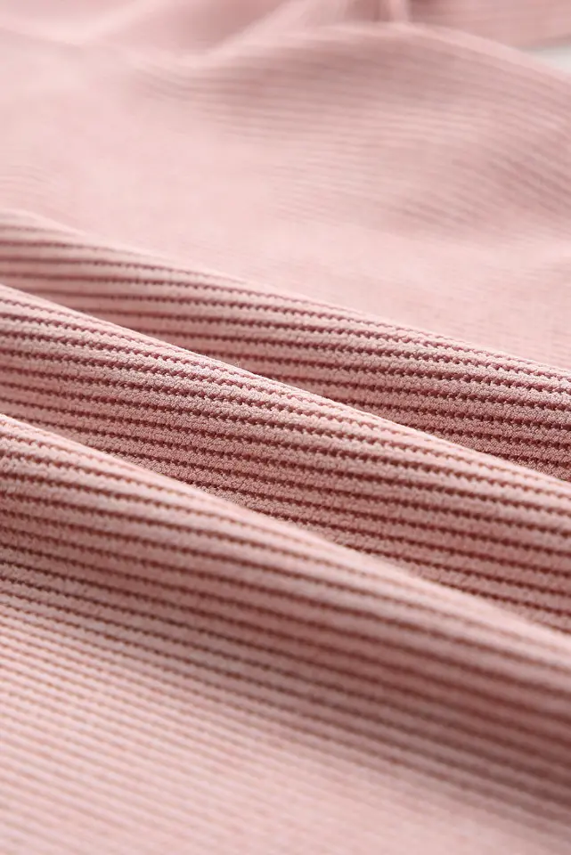 Ribbed Knit Solid Round-Neck Pullover Sweatshirt thumbnail 6