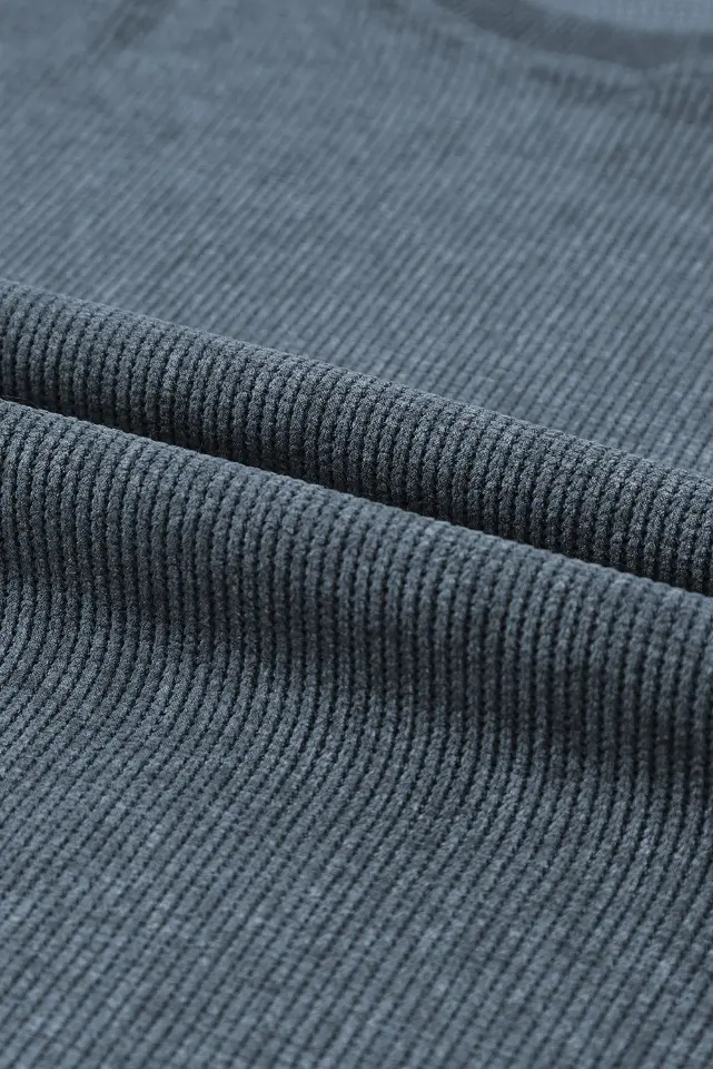 Ribbed Knit Solid Round-Neck Pullover Sweatshirt thumbnail 11
