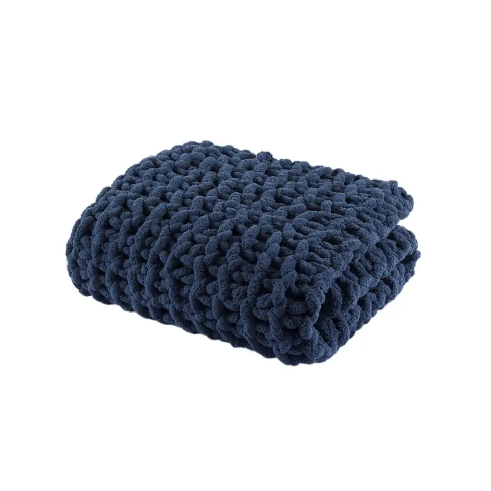 Chunky Knit Chenille Soft Accent Throw Blanket thumbnail 2