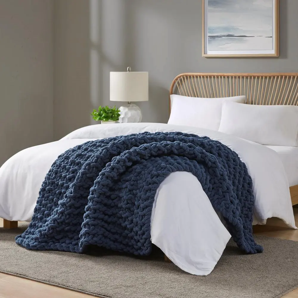 Chunky Knit Chenille Soft Accent Throw Blanket - view 4
