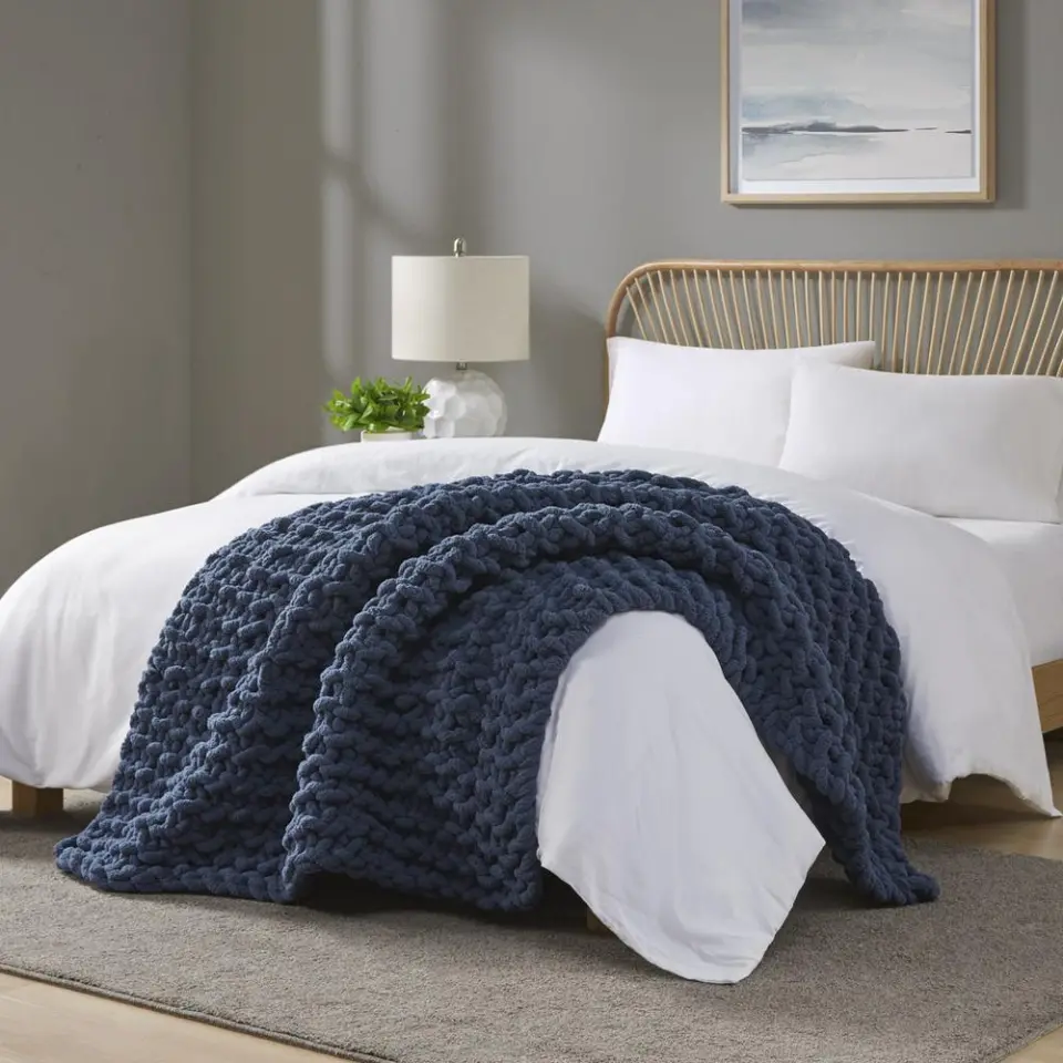 Chunky Knit Chenille Soft Accent Throw Blanket thumbnail 8