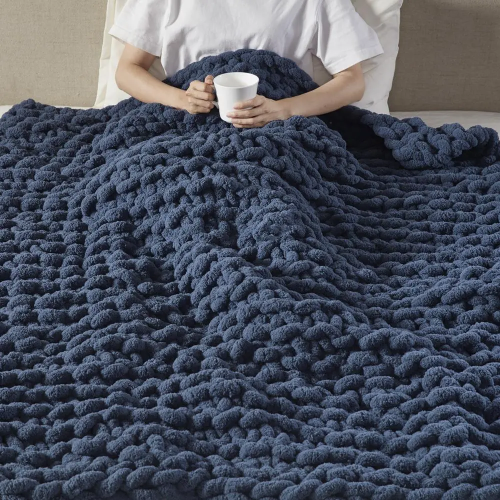 Chunky Knit Chenille Soft Accent Throw Blanket - view 10