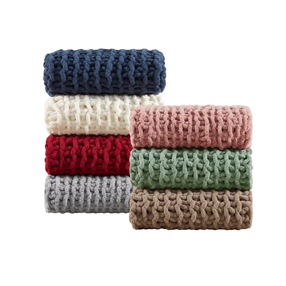 Madison Park Chenille Chunky Handcrafted Knit Throw thumbnail 4