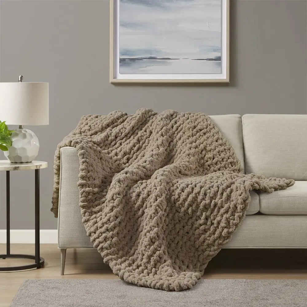 Madison Park Chenille Chunky Handcrafted Knit Throw - view 10