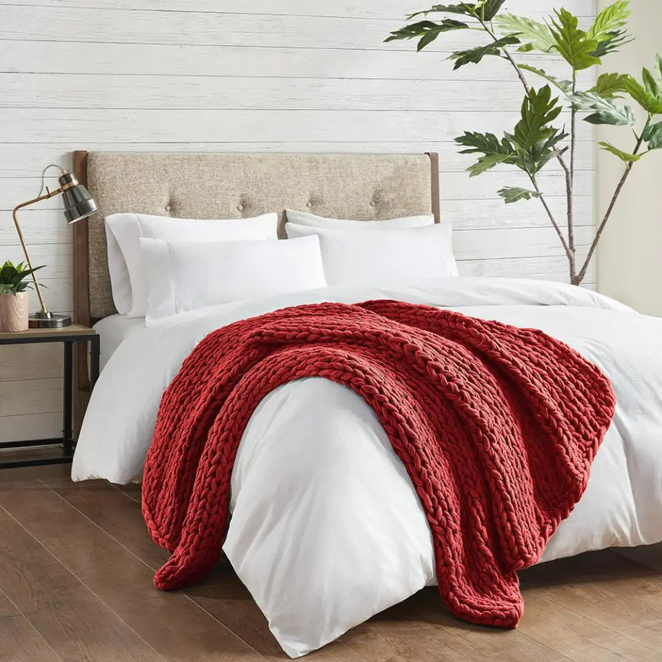 Double-Knit Chunky Reversible Handmade Bed Throw