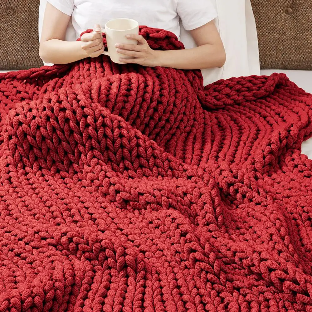 Double-Knit Chunky Reversible Handmade Bed Throw - view 5