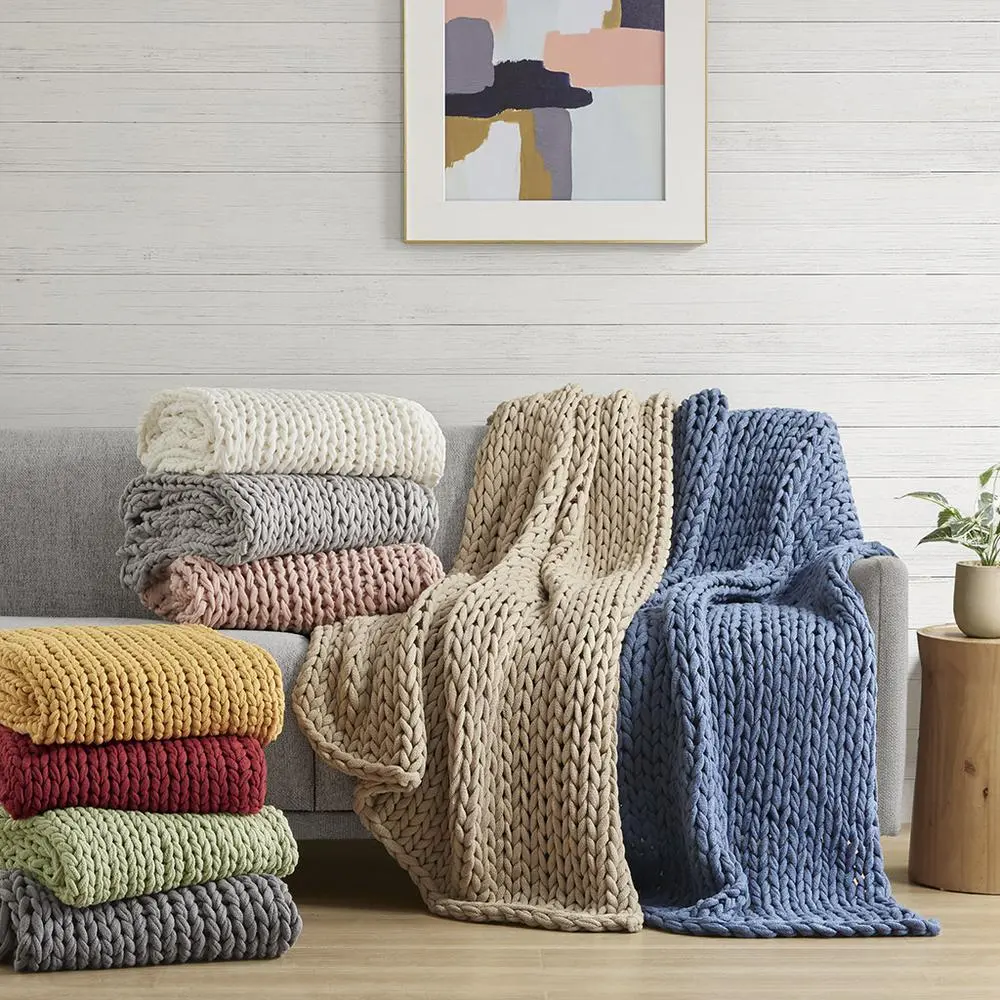 Double-Knit Chunky Reversible Handmade Bed Throw - view 10