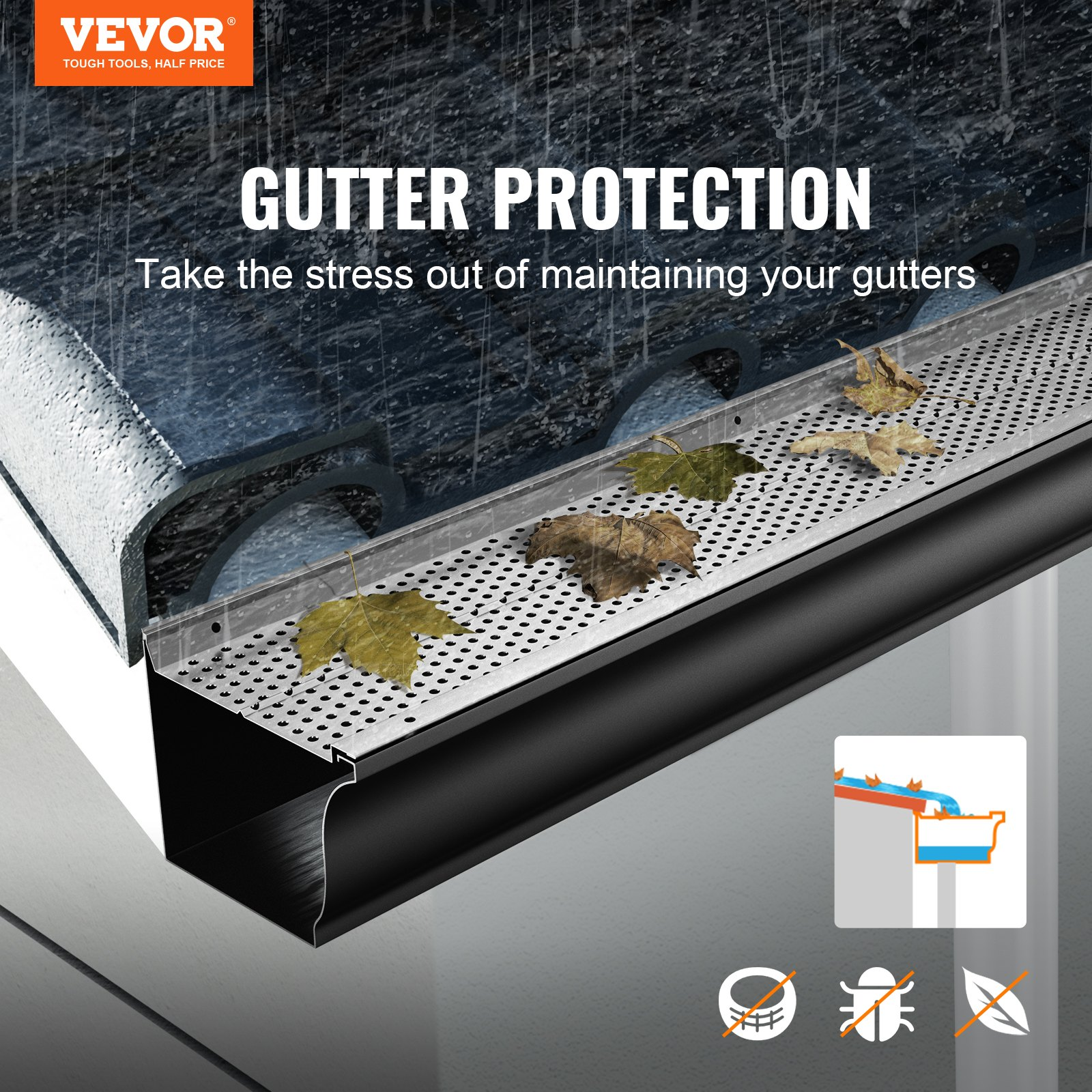 Gutter Guard, 5 inch Width, Aluminum Leaf Filter DIY Gutter Cover, 26 PCS 104 f