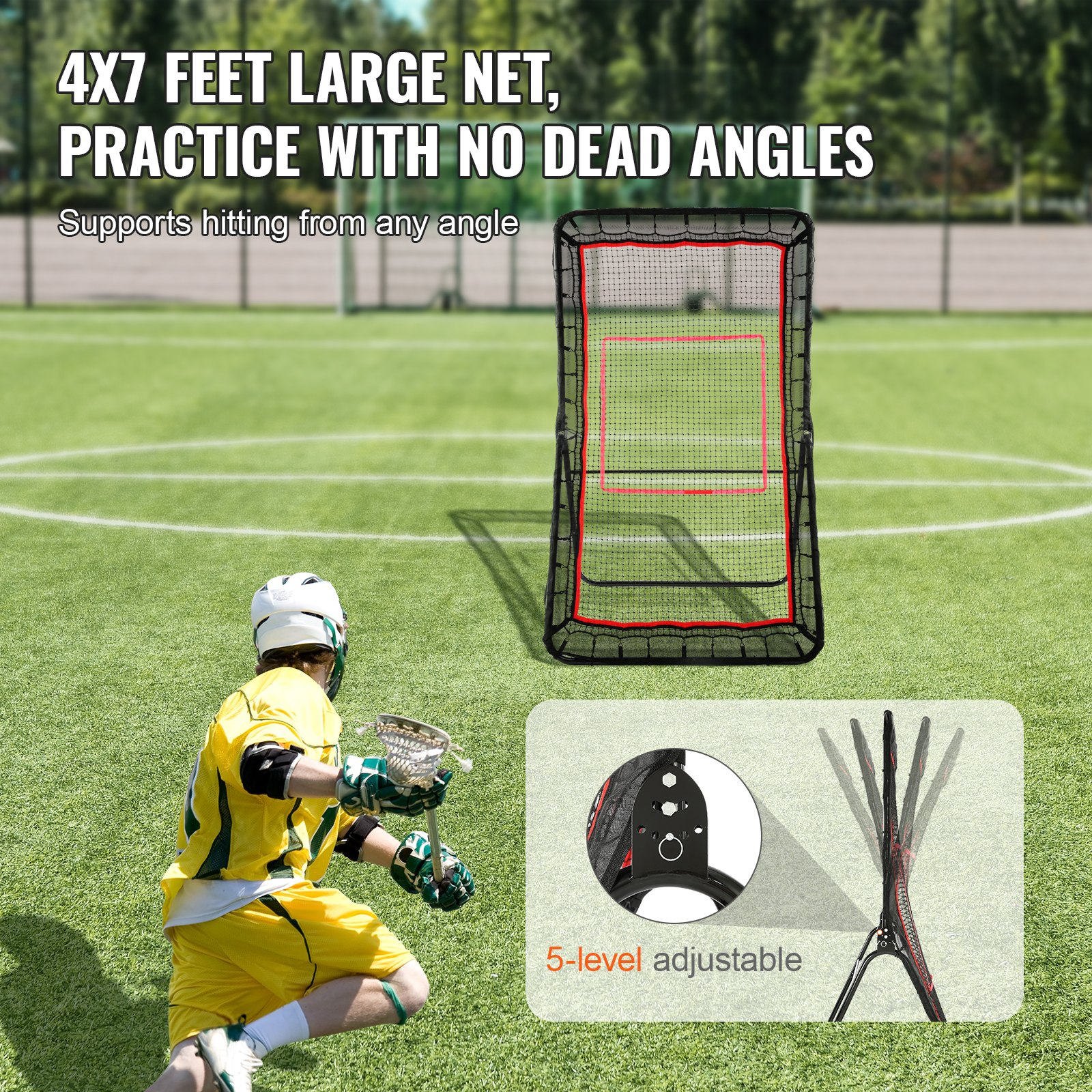 Lacrosse Rebounder for Backyard, 4x7 Ft Volleyball Bounce Back Net, Pitchback Th