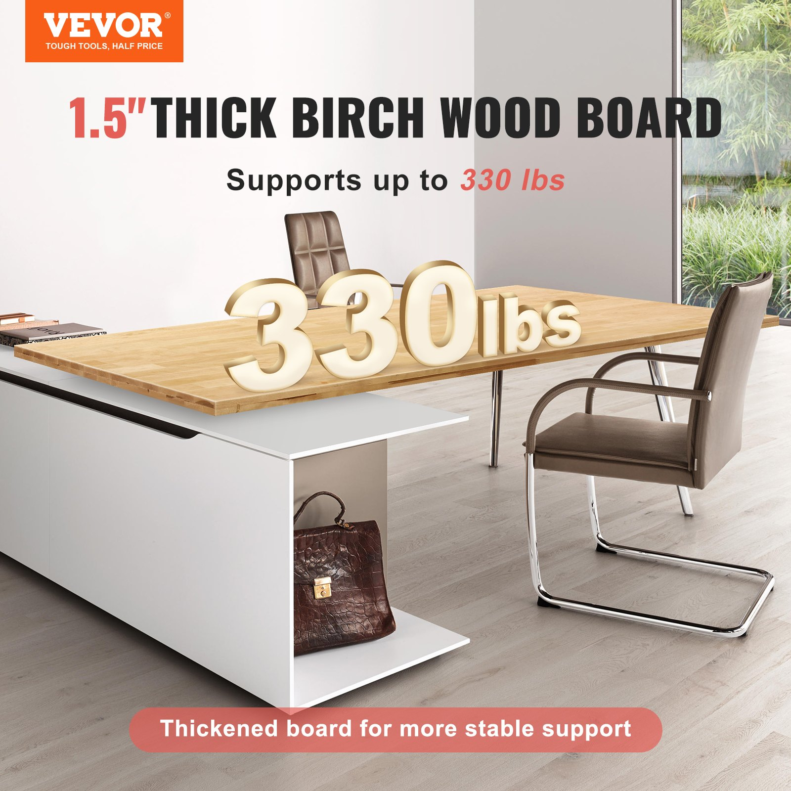 Wood Table Top, Universal Solid One-Piece Maple Desktop for Office & Home Desk